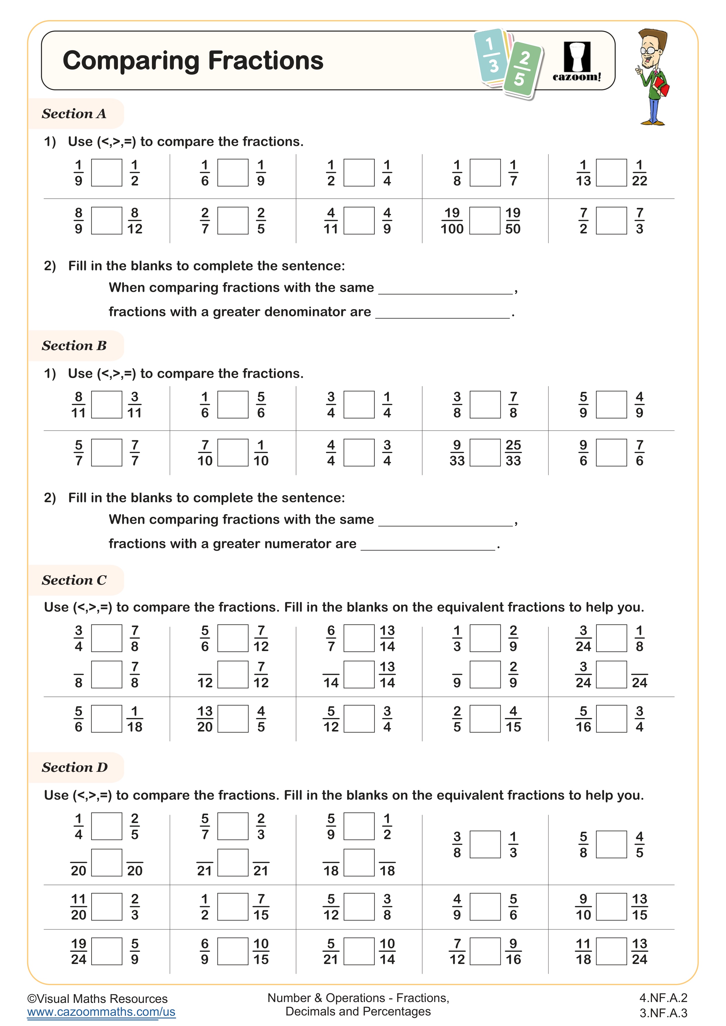 Preview of Comparing Fractions