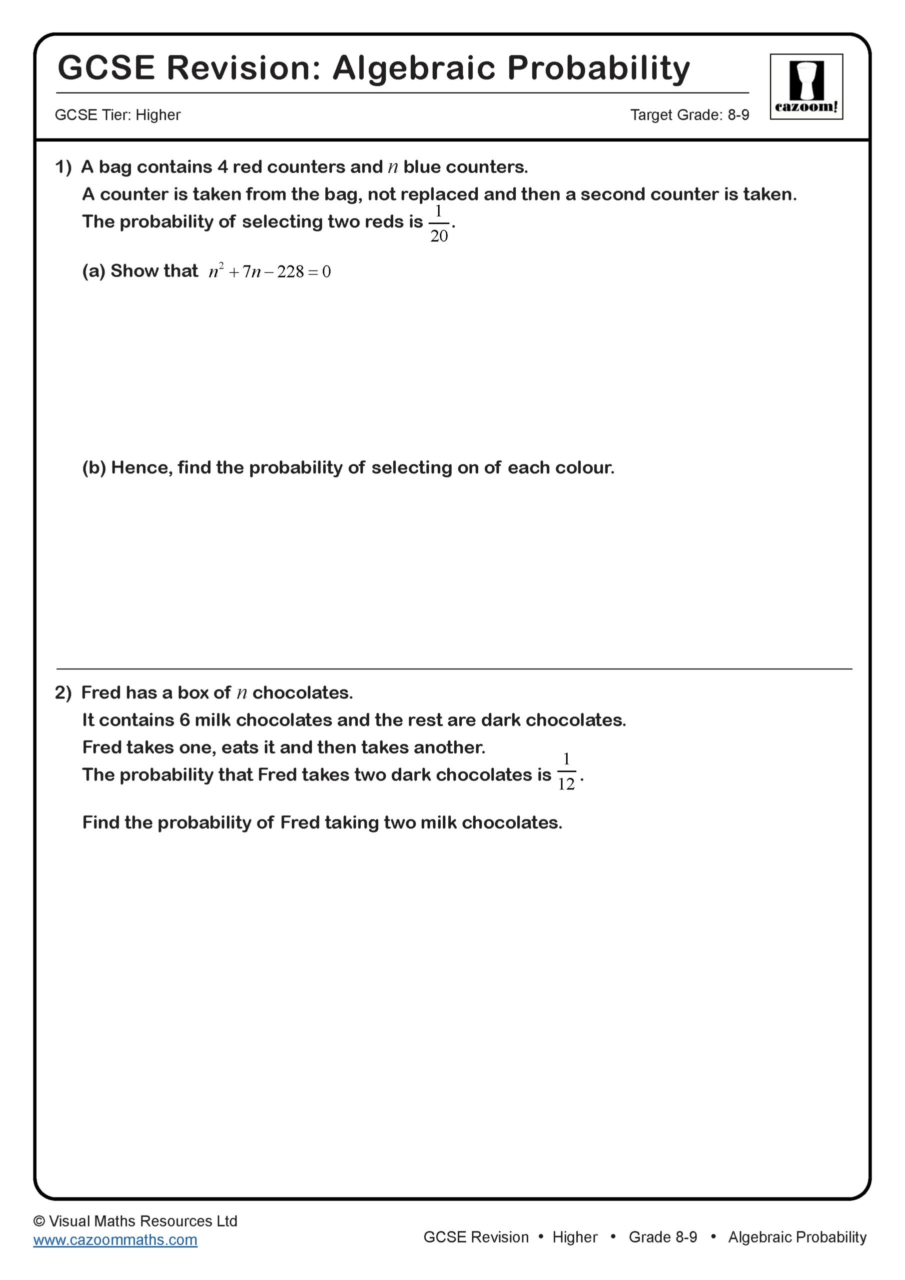 Preview of Algebraic Probabilty