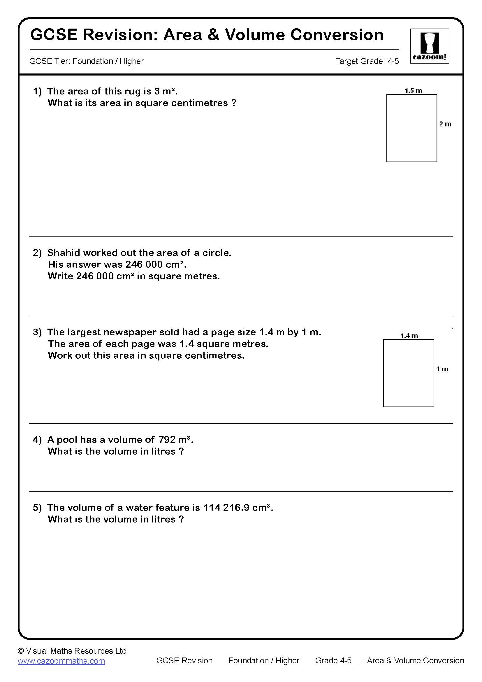 Preview of Area & Volume Conversion