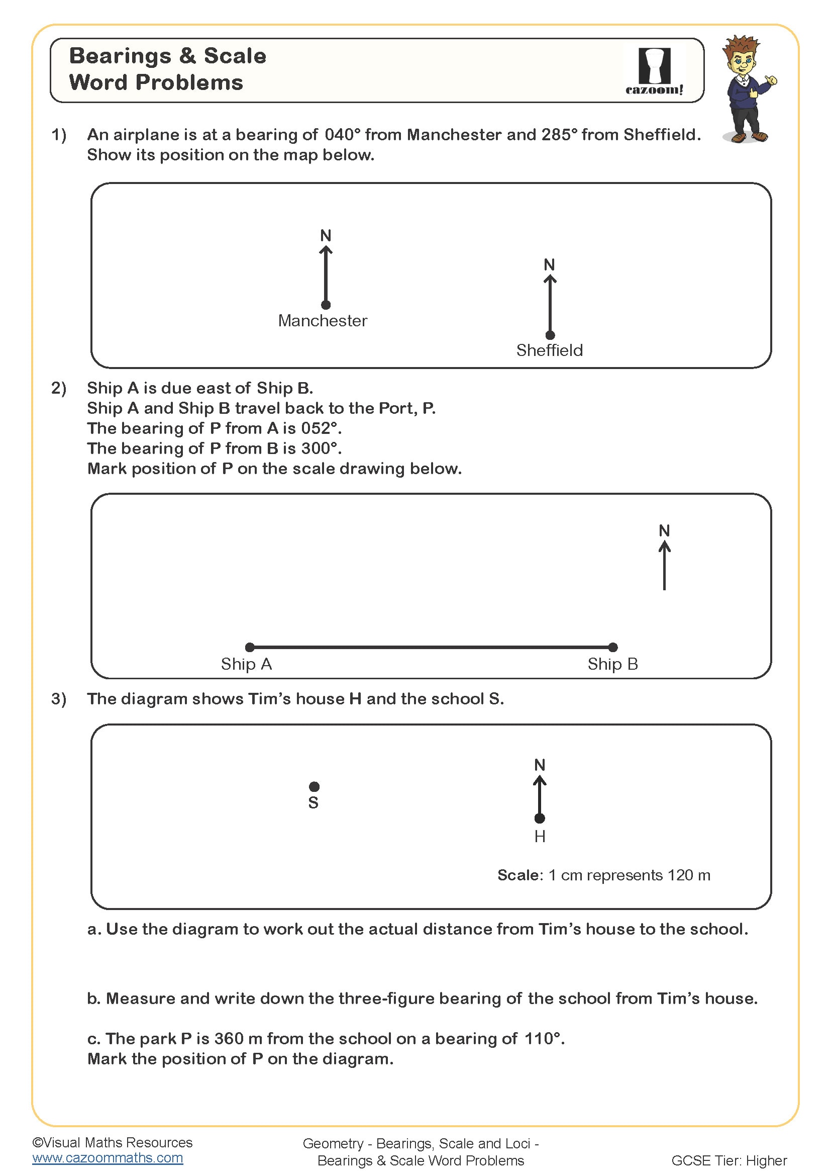 Preview of Bearings and Scale Word Problems