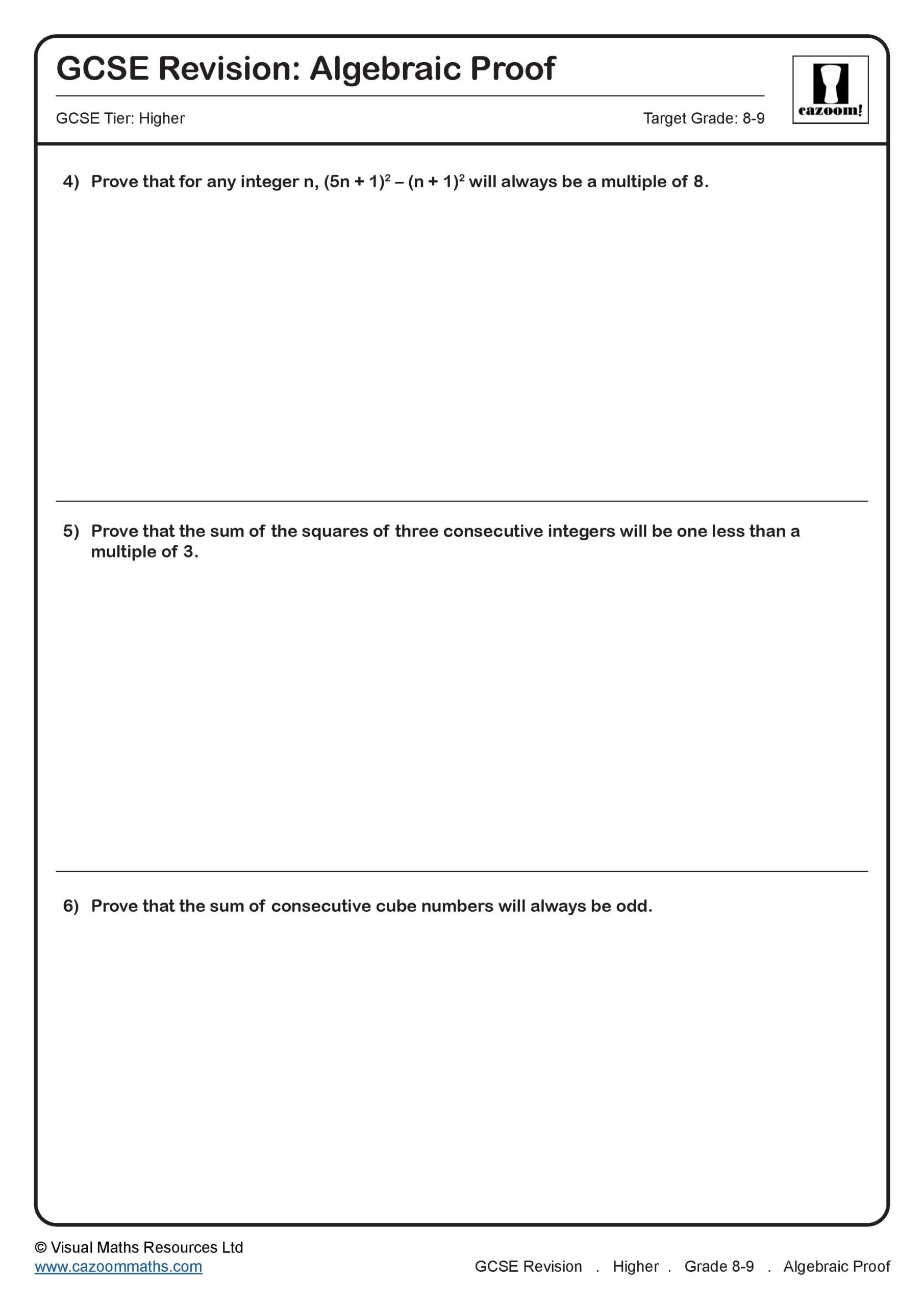 Preview of Algebraic Proof