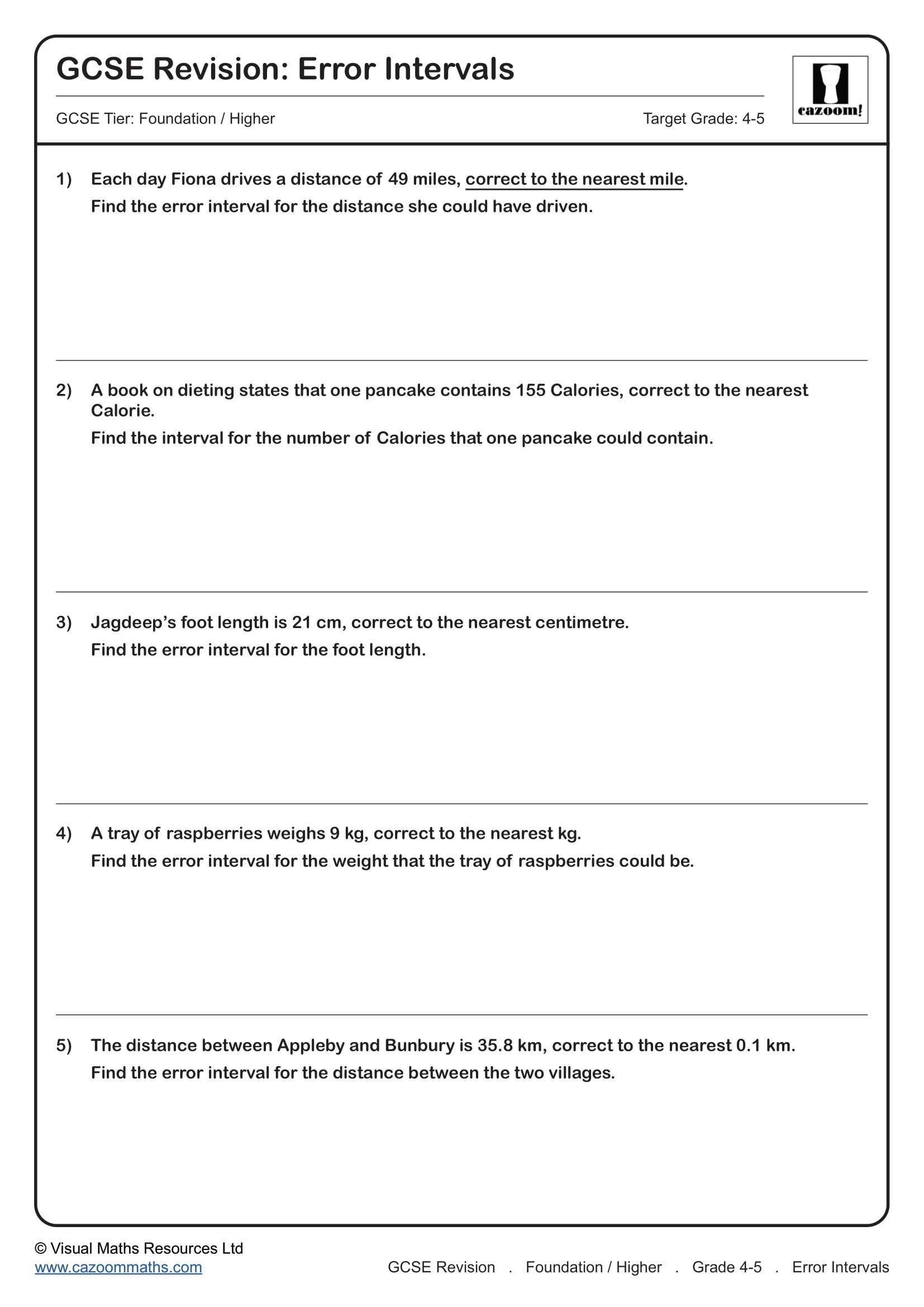 Preview of Error Intervals