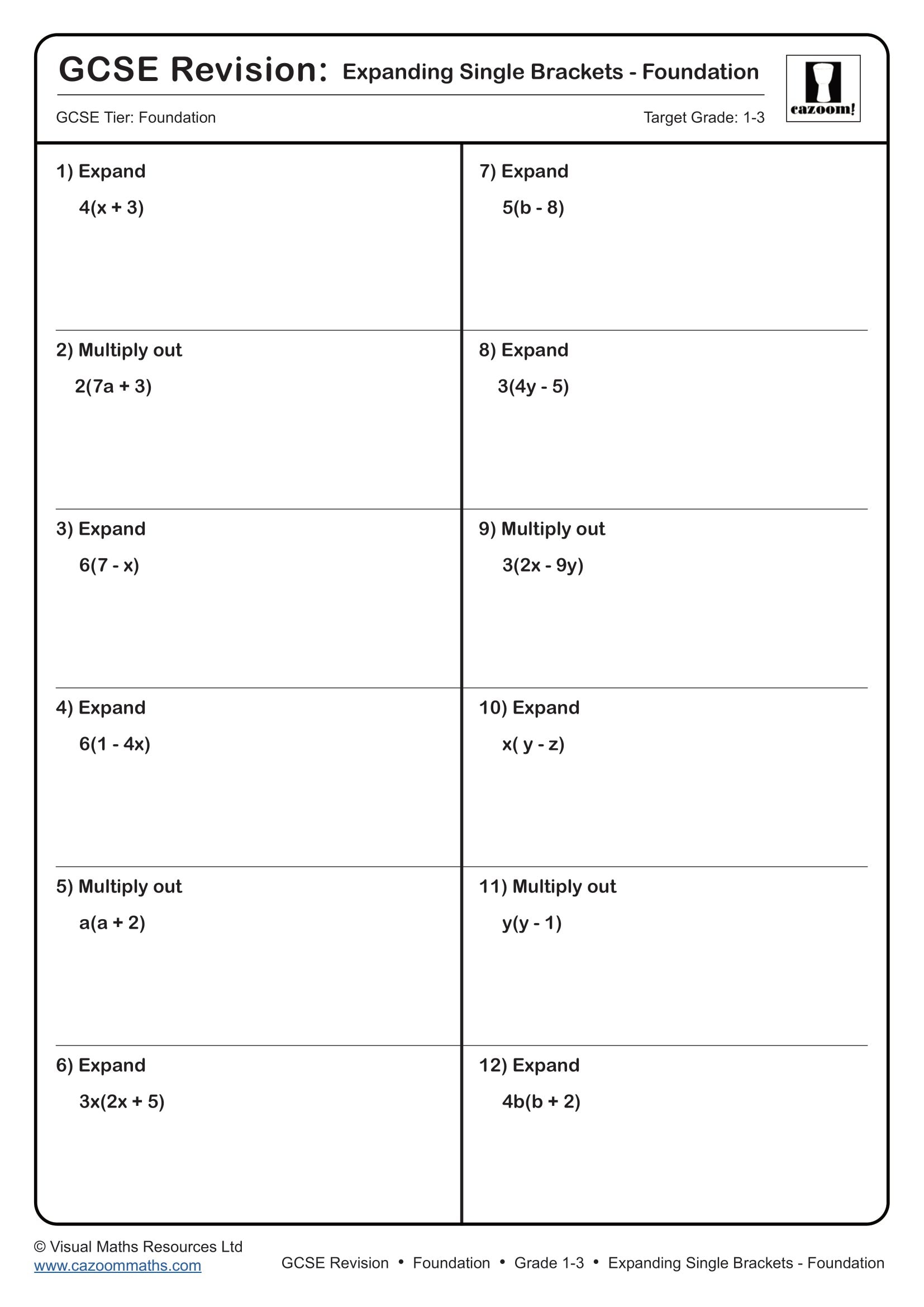 Preview of Expanding Single Brackets