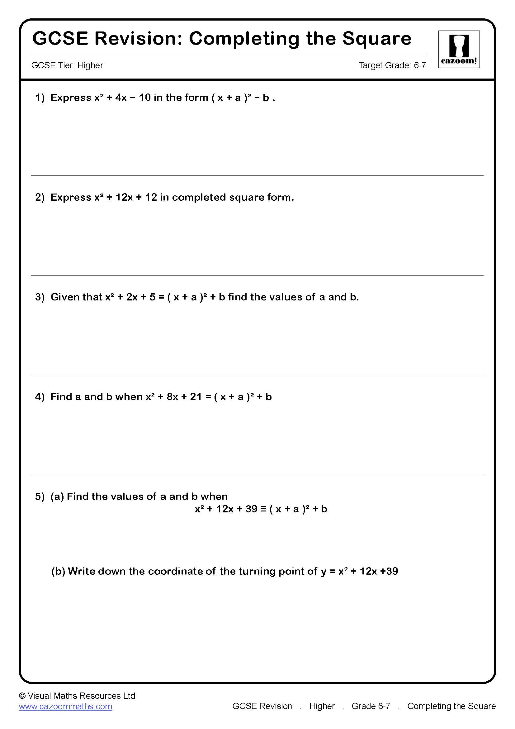 Preview of Completing the Square