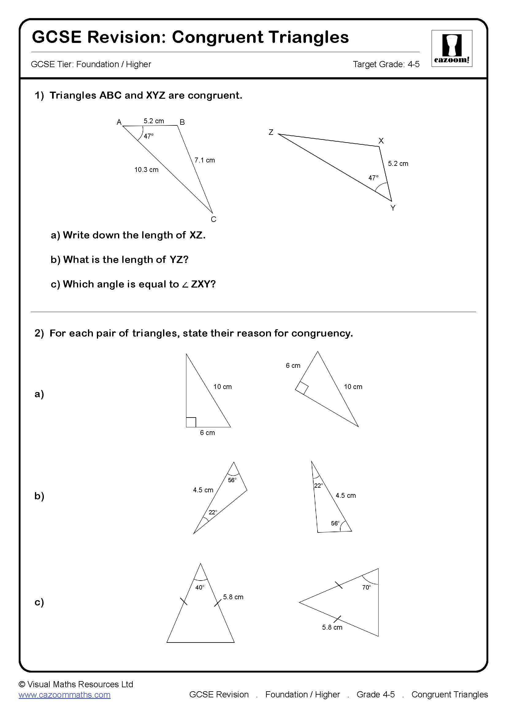 Preview of Congruent Triangles