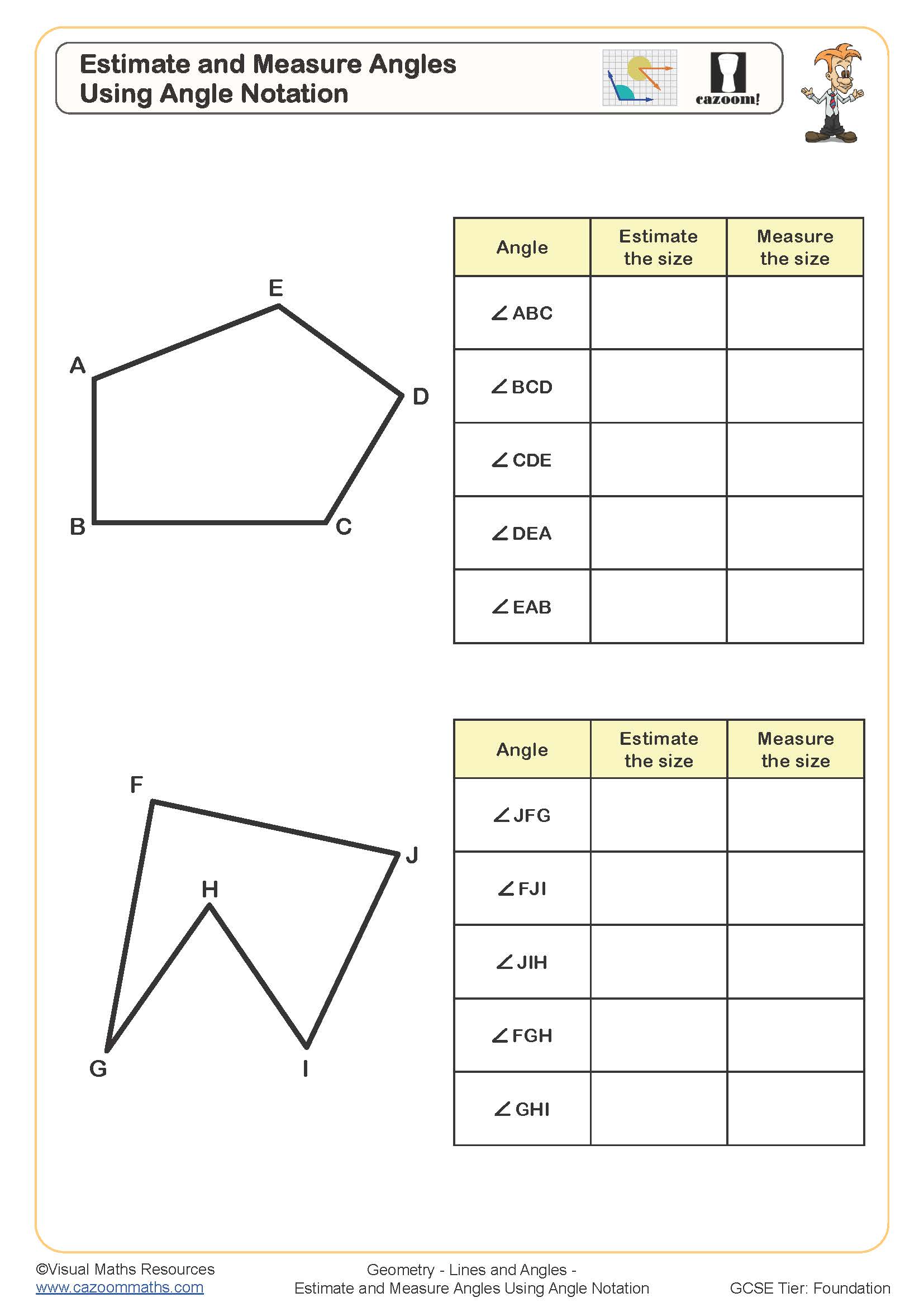 Preview of Estimate and Meaure Angles using Angle Notation