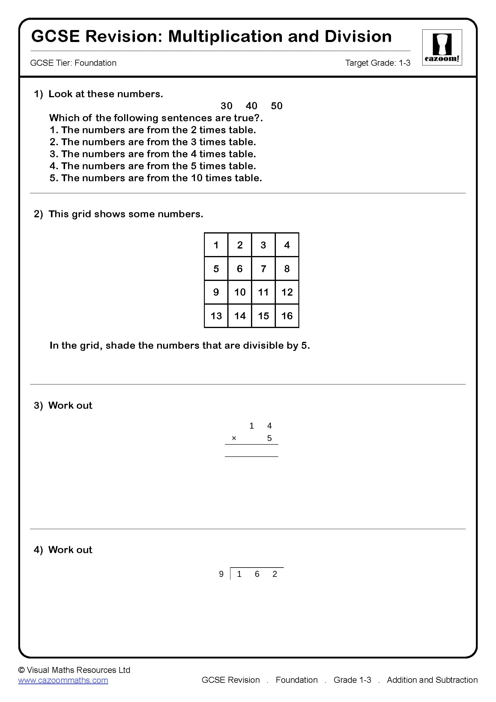 Preview of Multiplication and Division