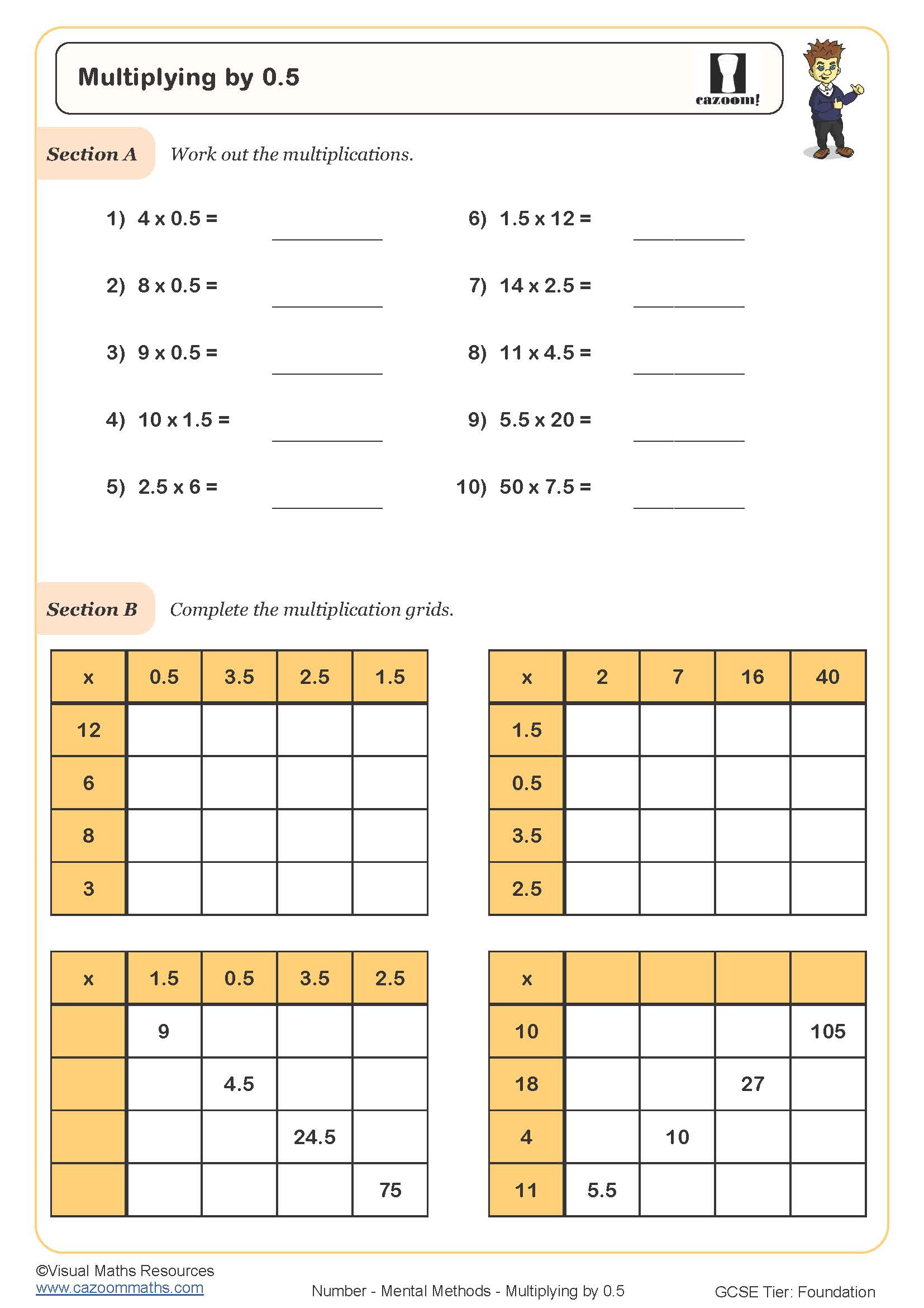 Preview of Multiplying by Zero Point Five