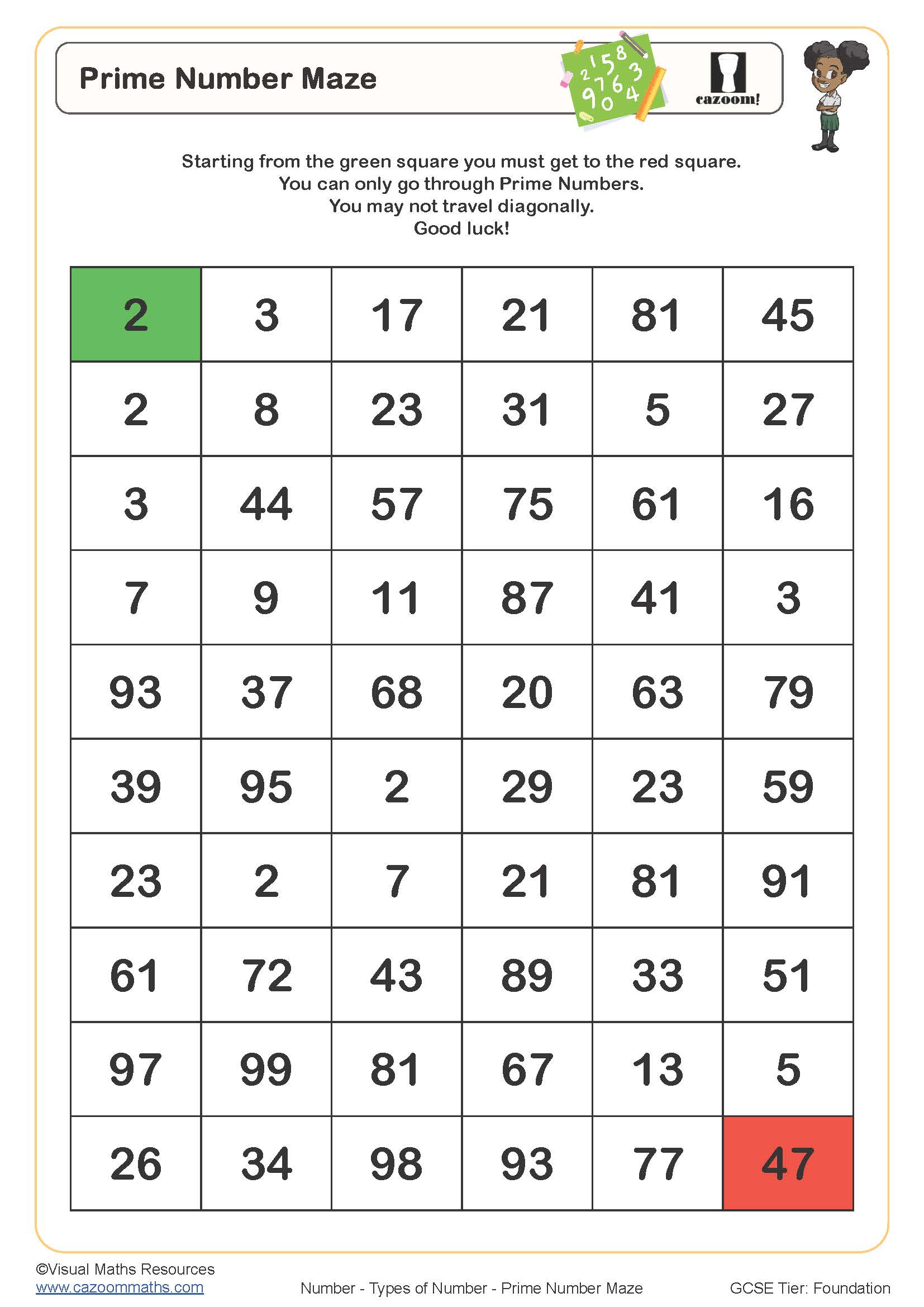 Preview of Prime Number Maze