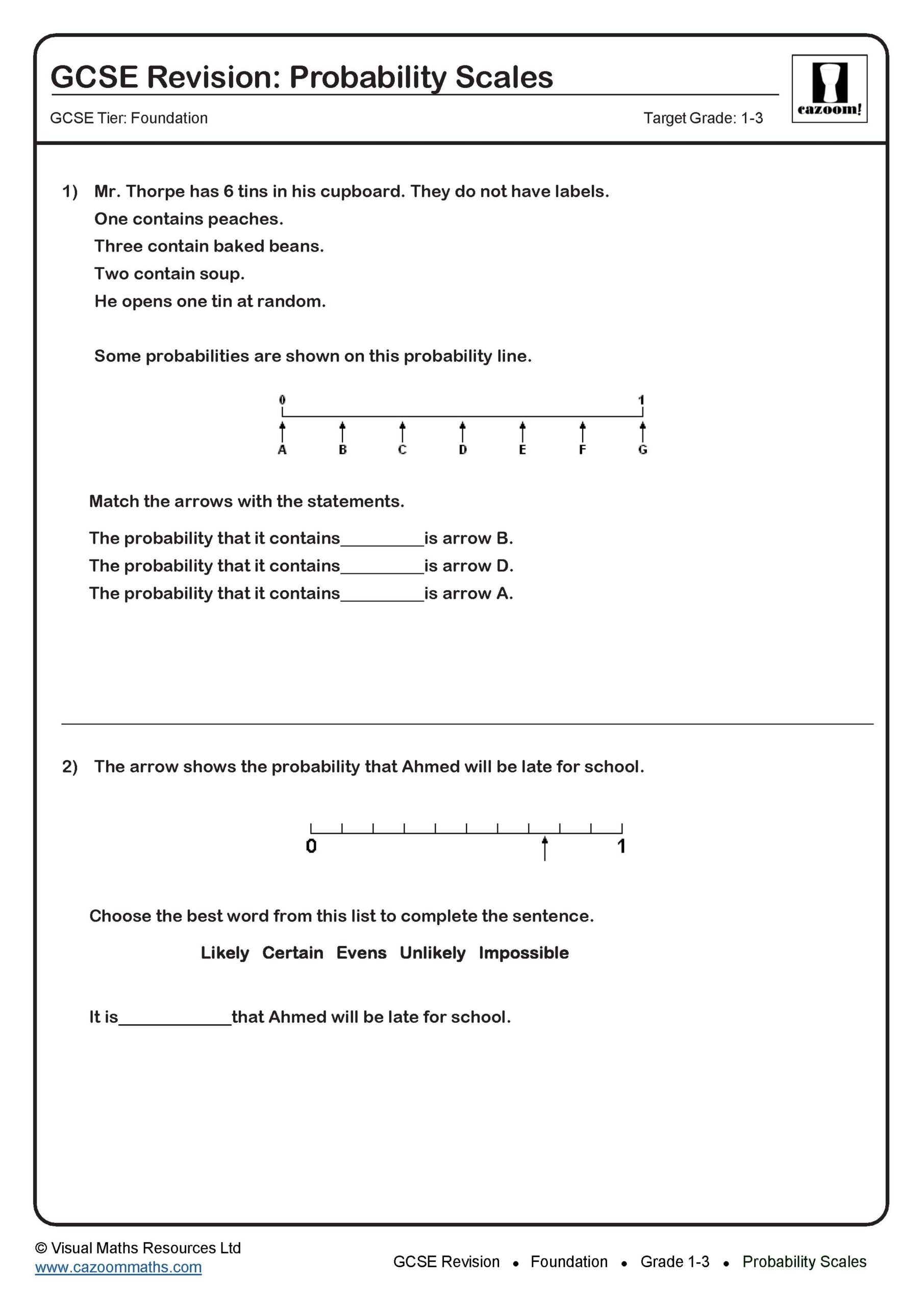 Preview of Probability Scales