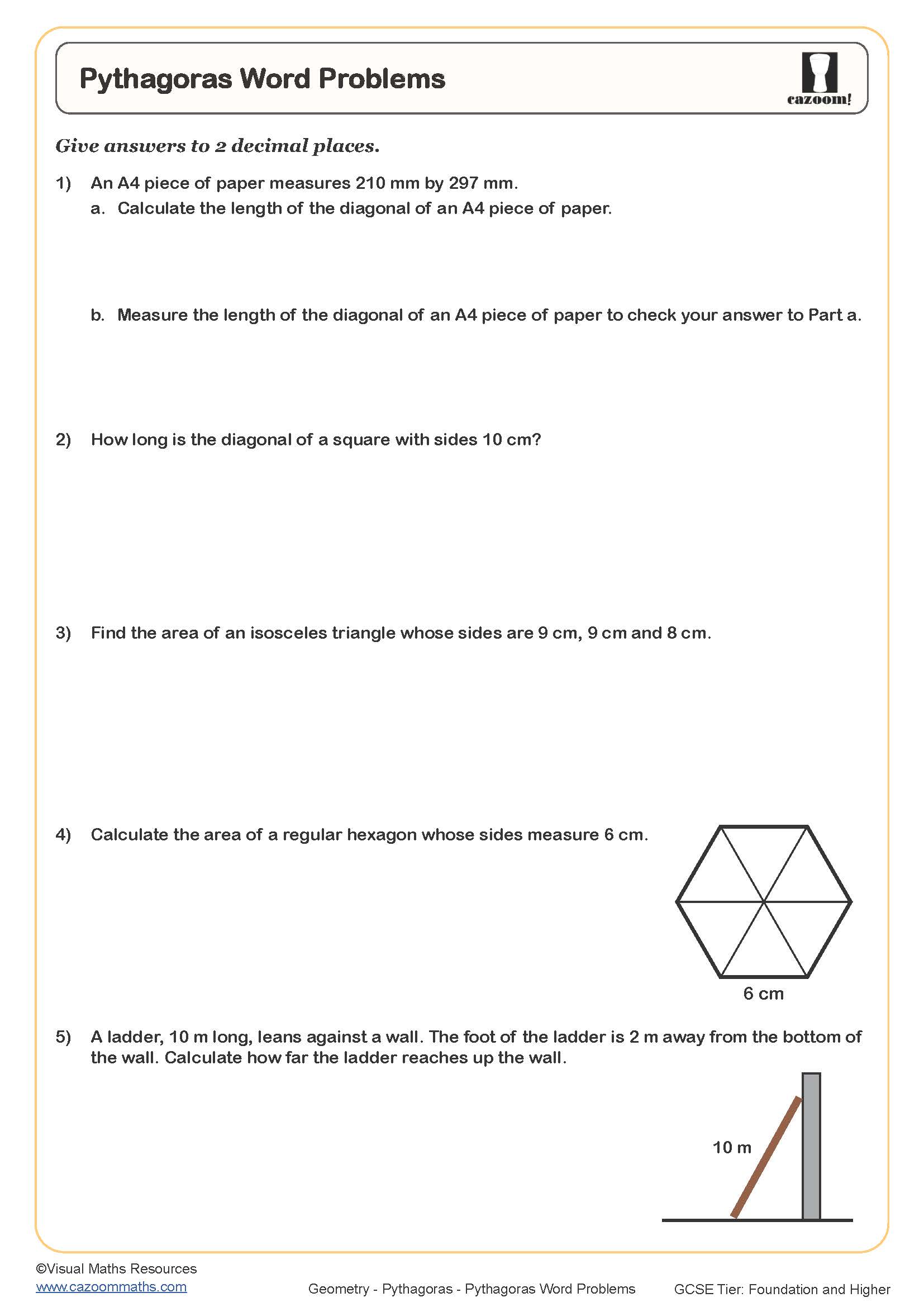 Preview of Pythagoras Word Problems