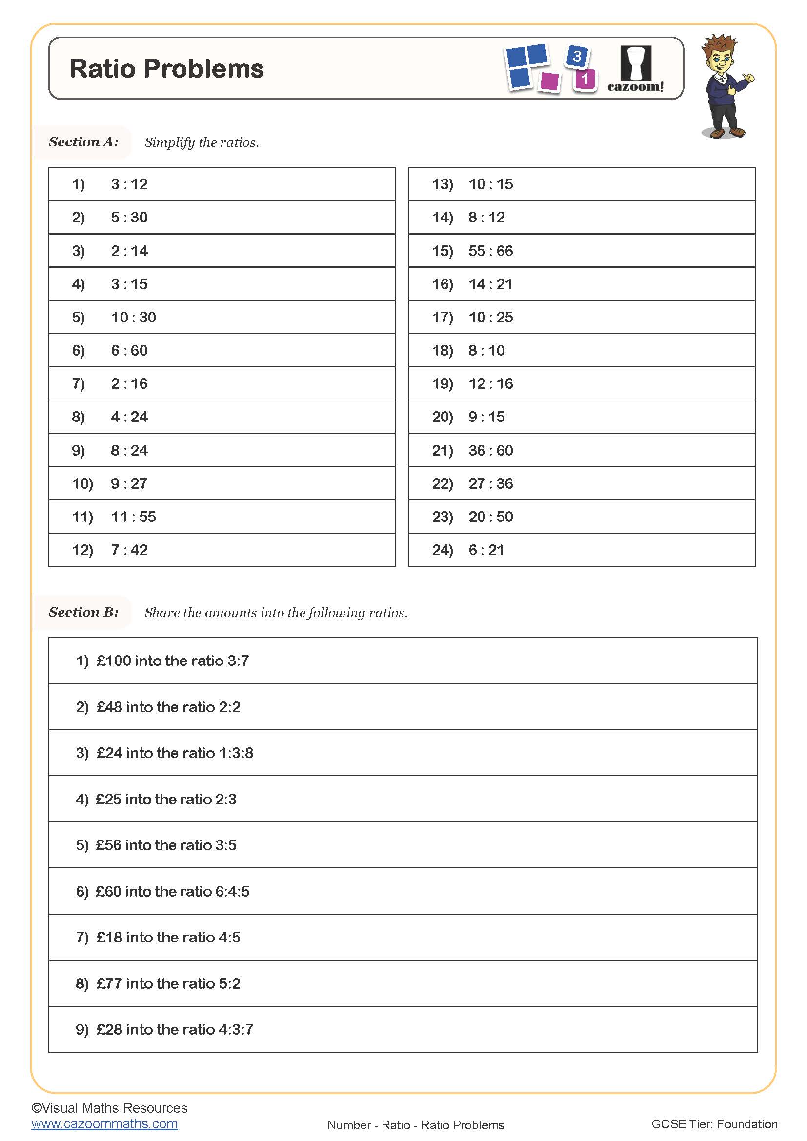 Preview of Ratio Problems