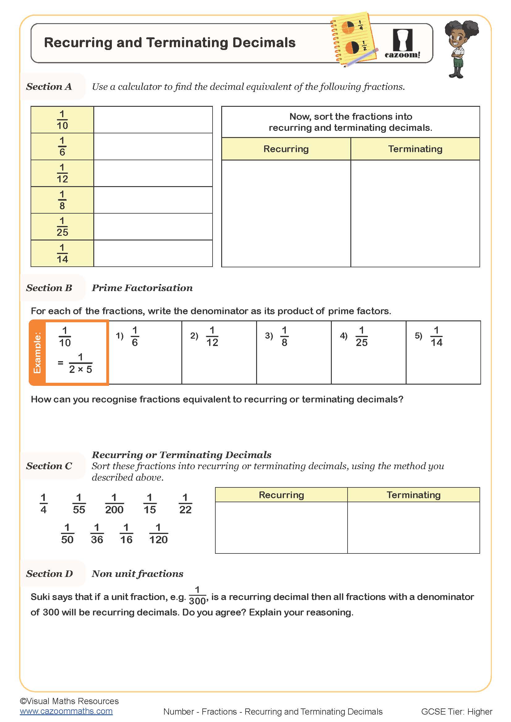 Preview of Recurring and Terminating Decimals