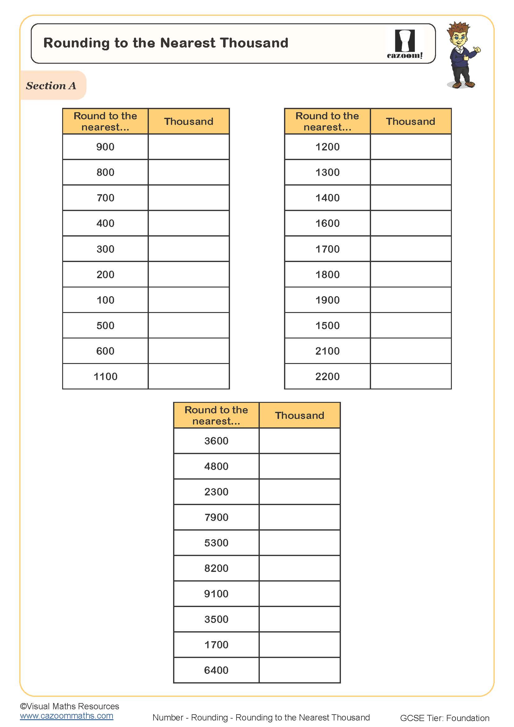Preview of Rounding to the Nearest Thousand