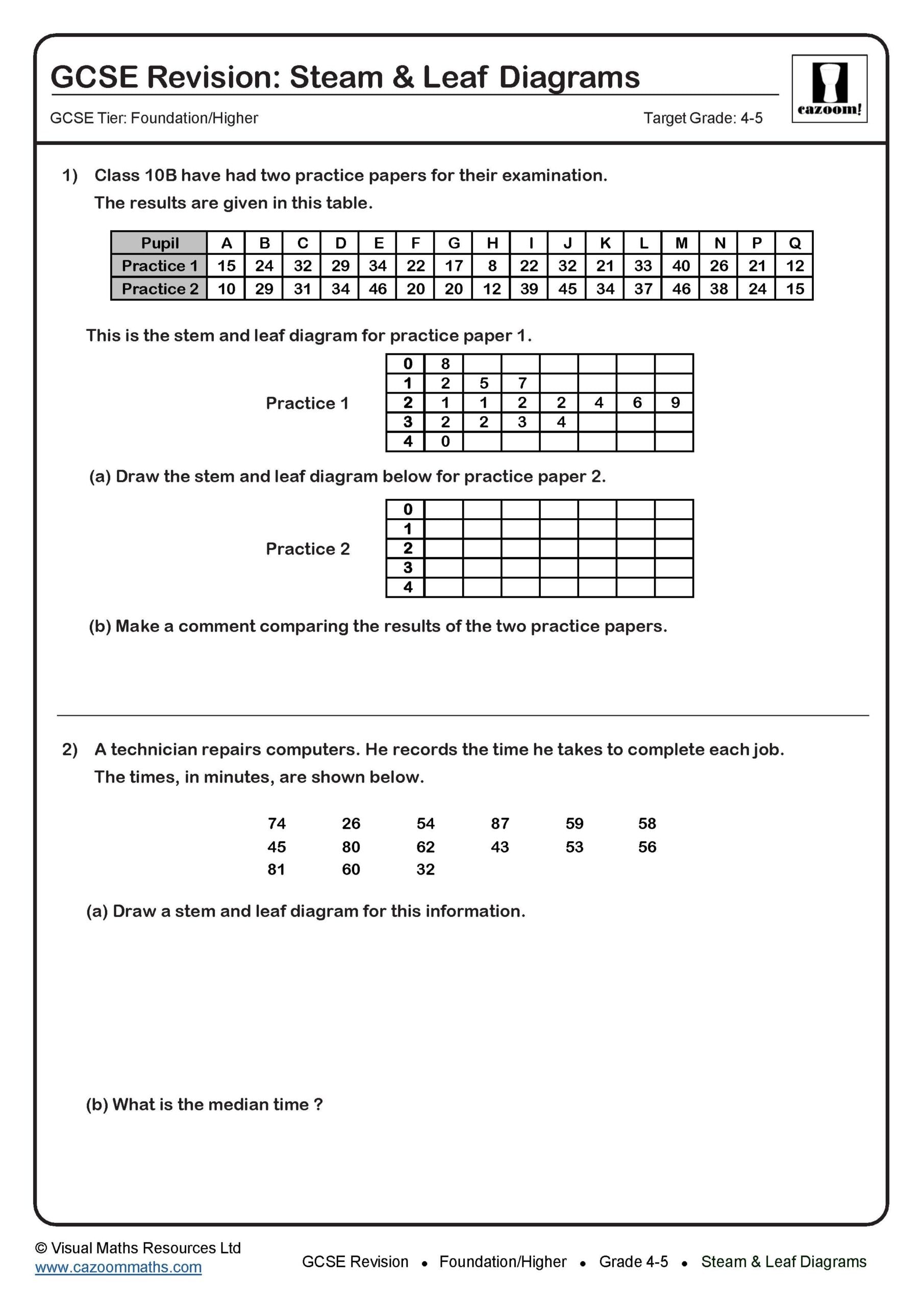 Preview of Stem & Leaf Diagrams