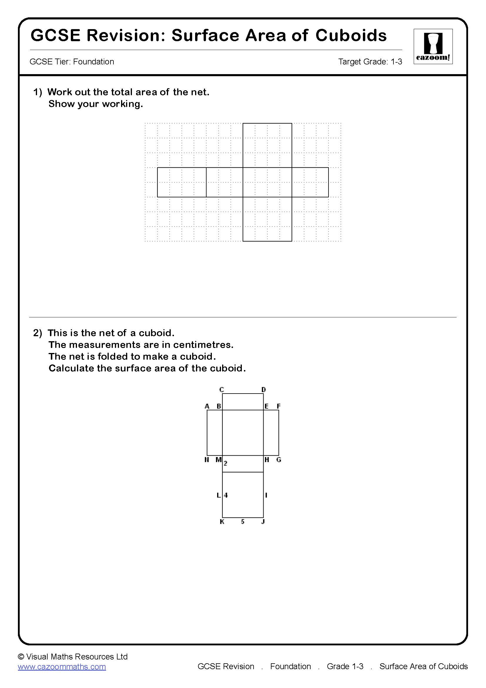 Preview of Surface Area of Cuboids