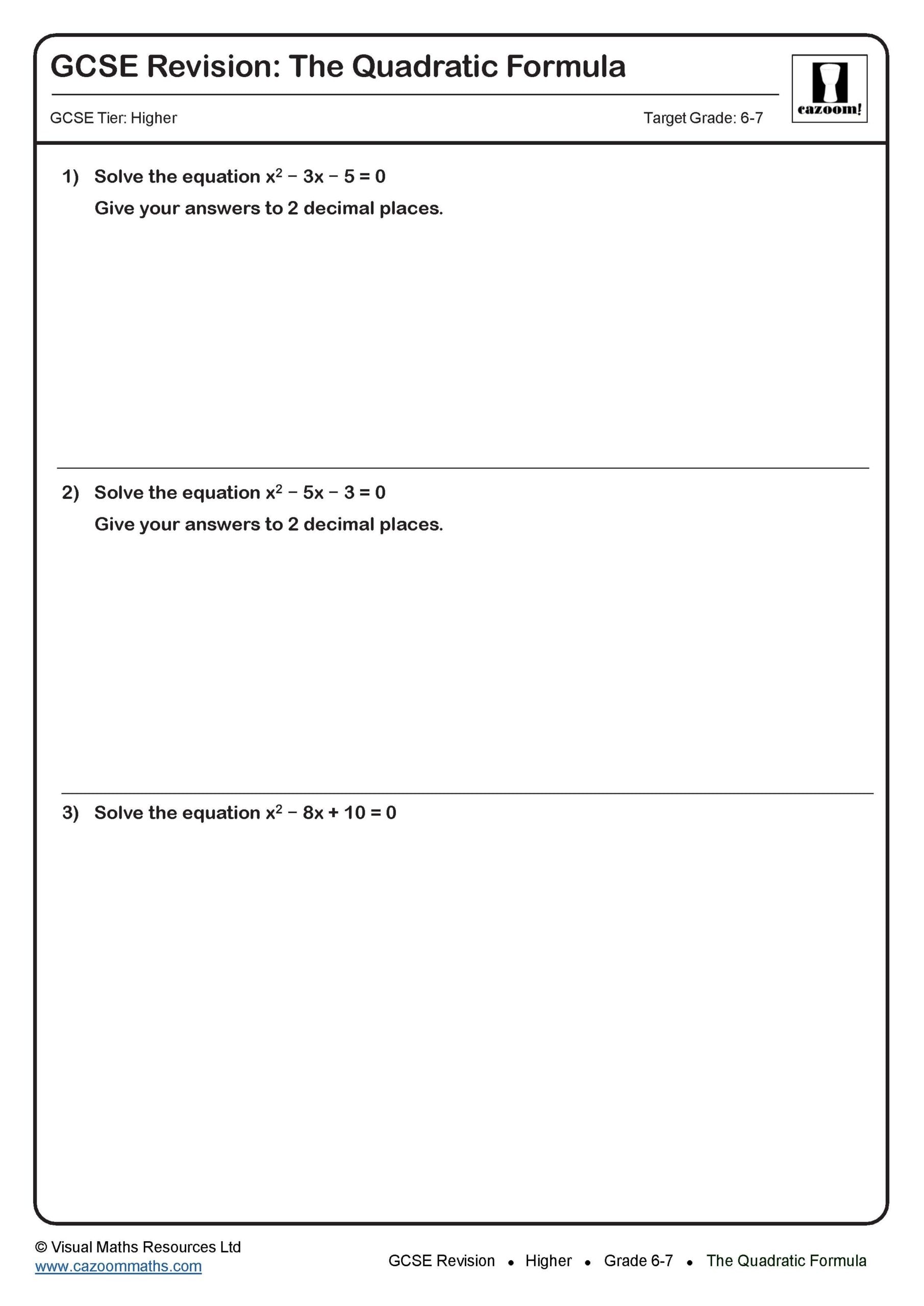 Preview of The Quadratic Formula