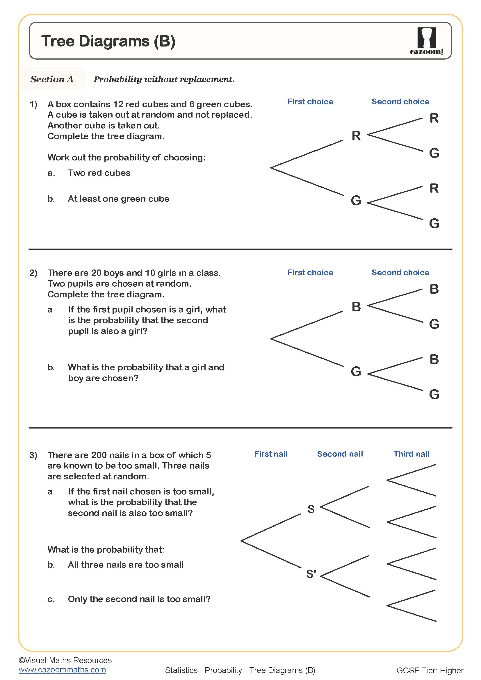 Preview of Tree Diagrams (B)