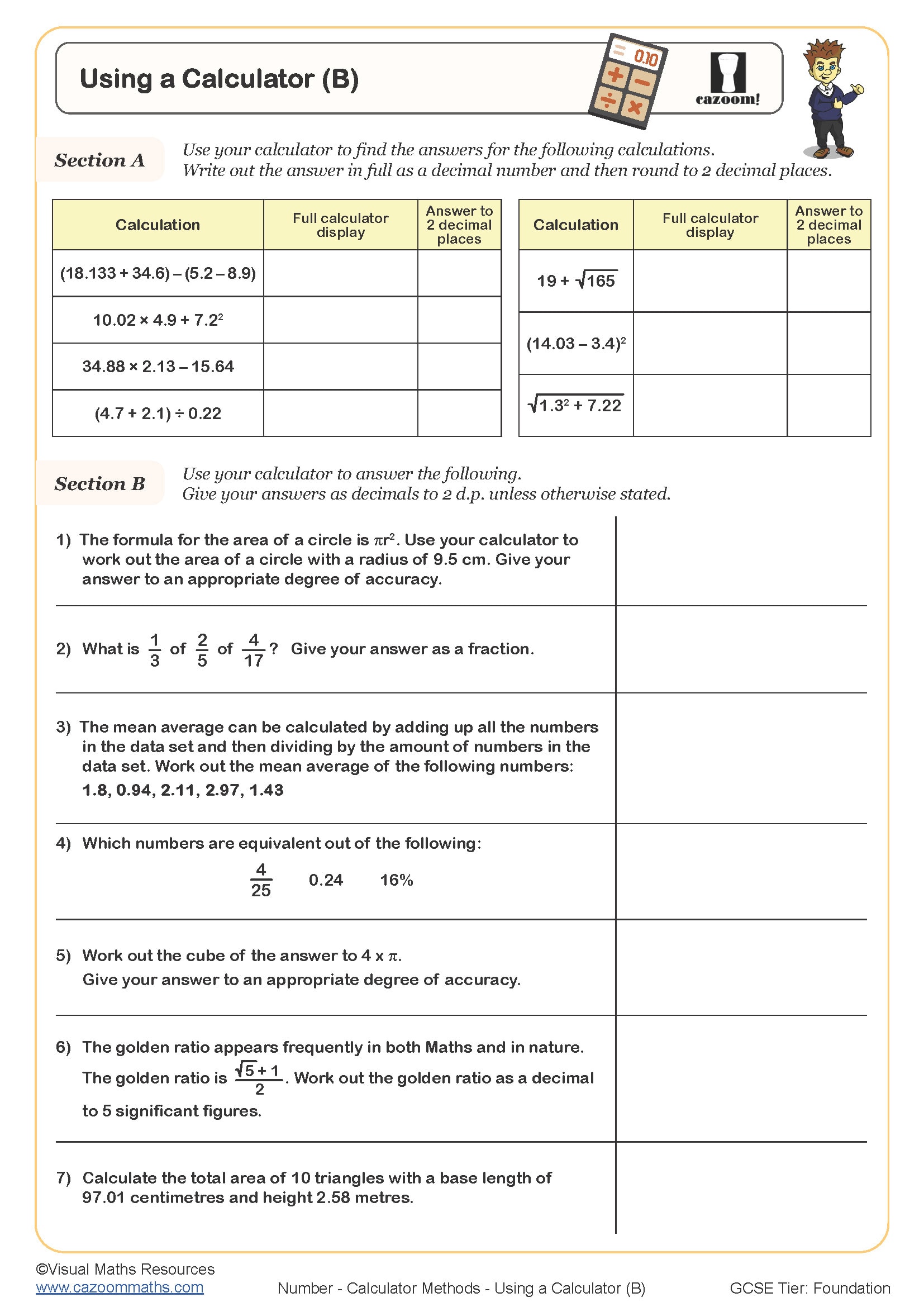Preview of Using a Calculator (B)