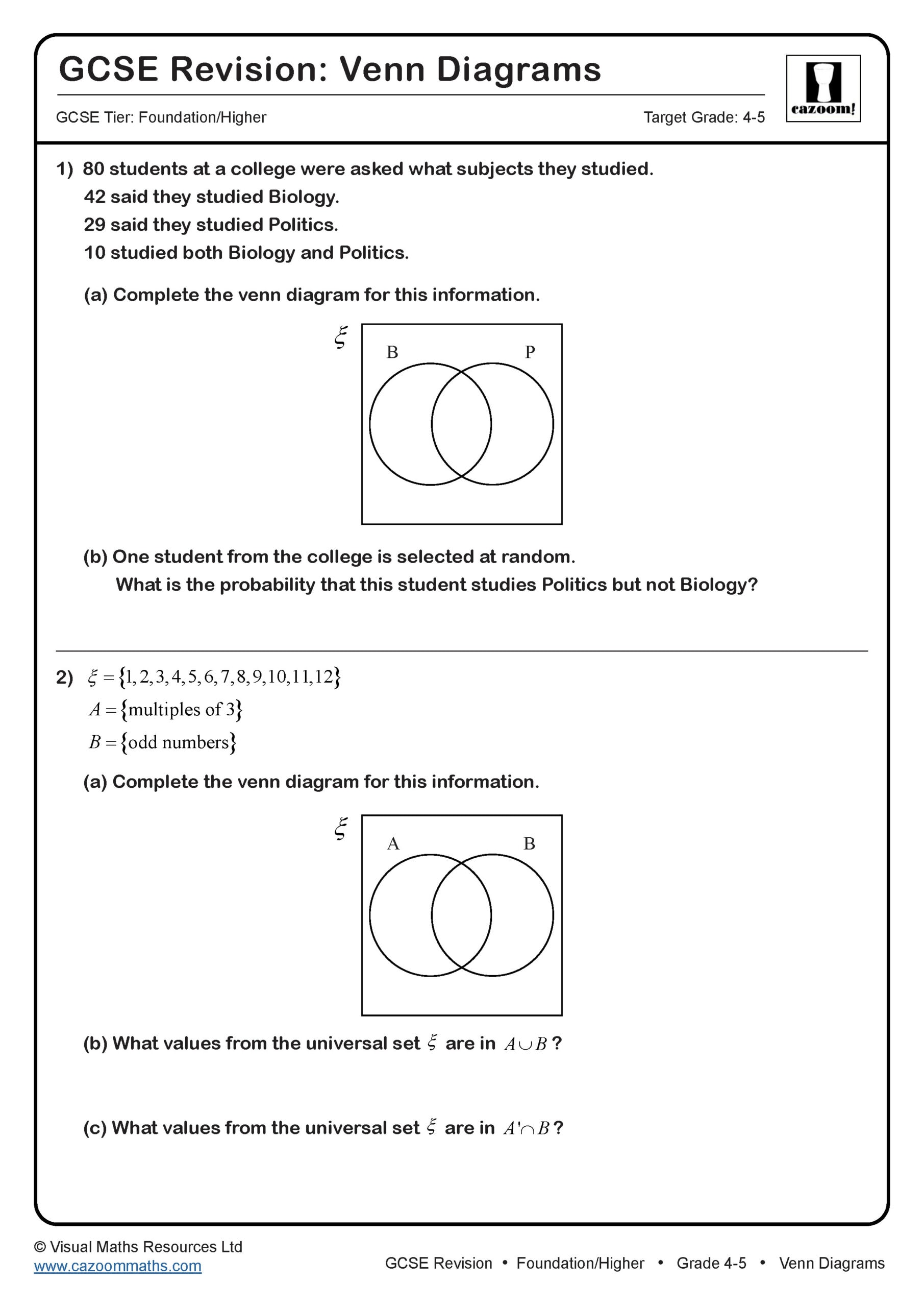 Preview of Venn Diagrams
