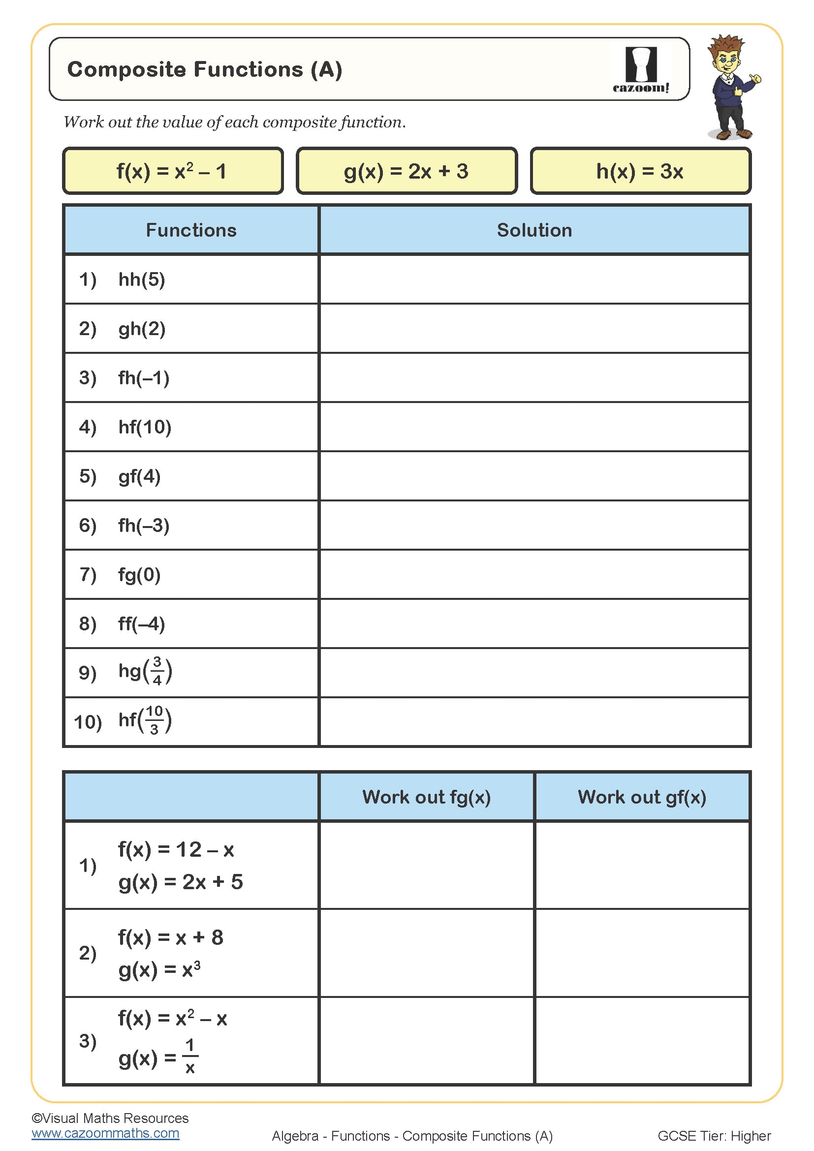 Preview of Composite Functions (A)