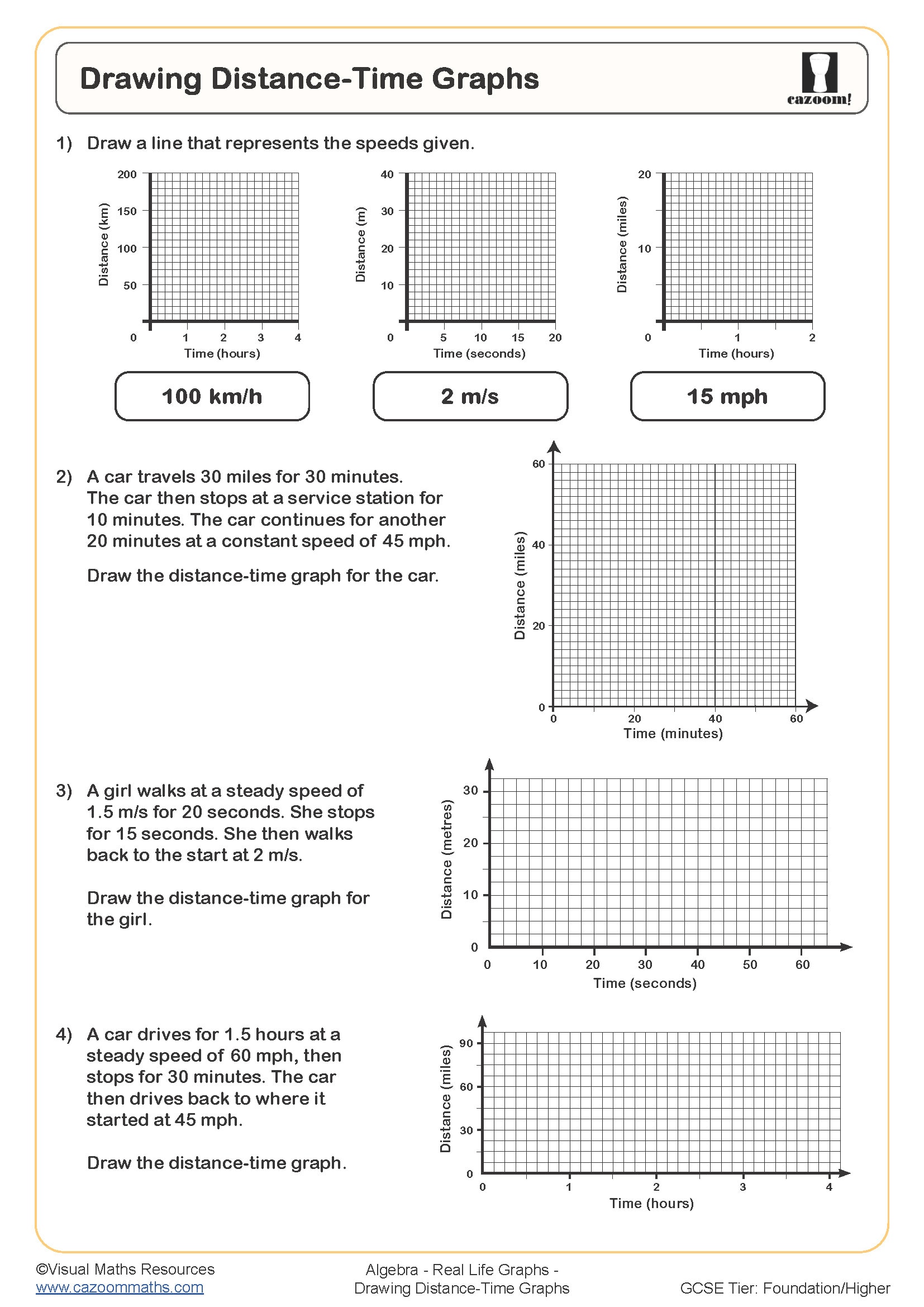 Preview of Drawing Distance Time Graphs