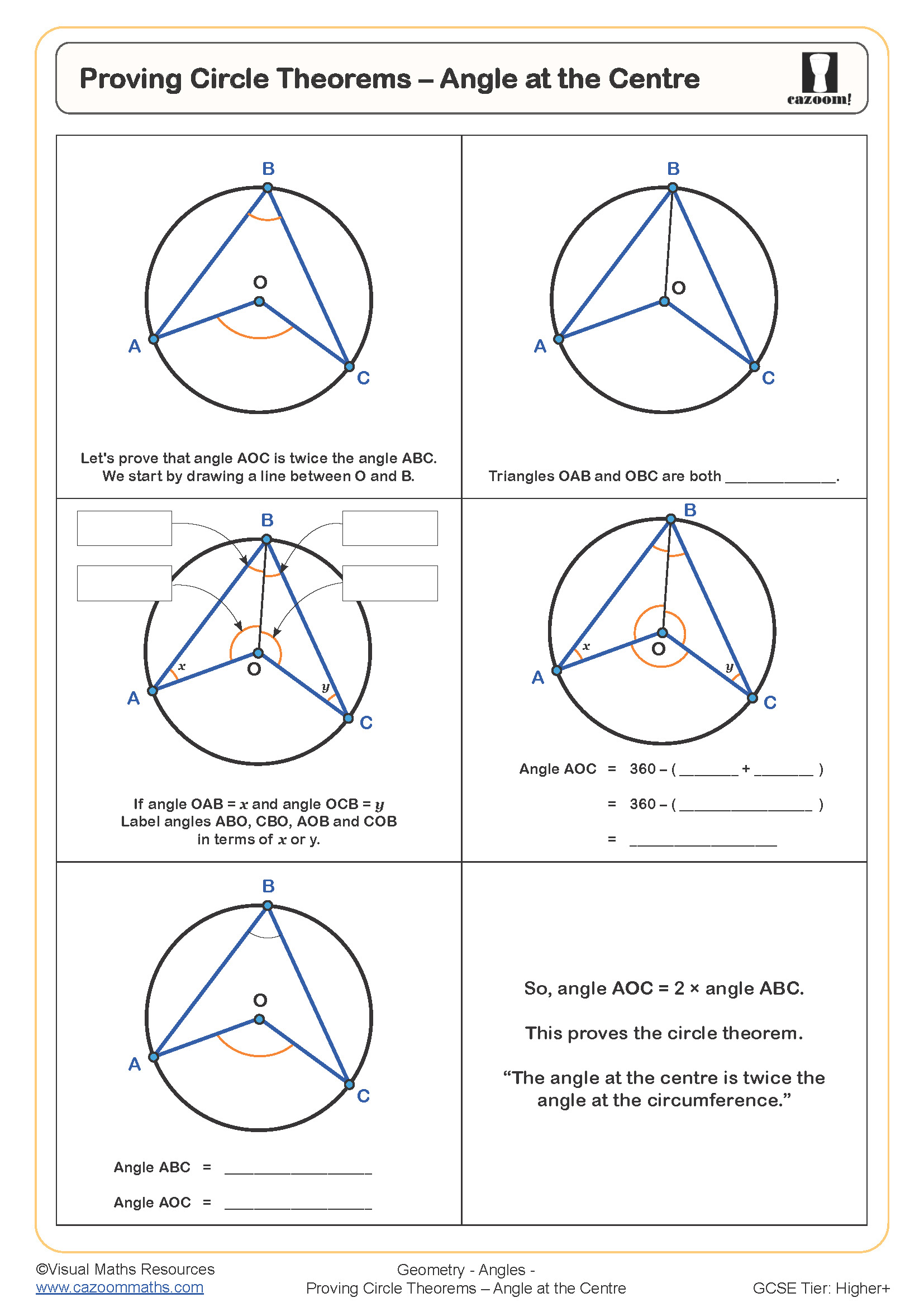 Preview of Proving Circle Theorems - Angle at the Centre
