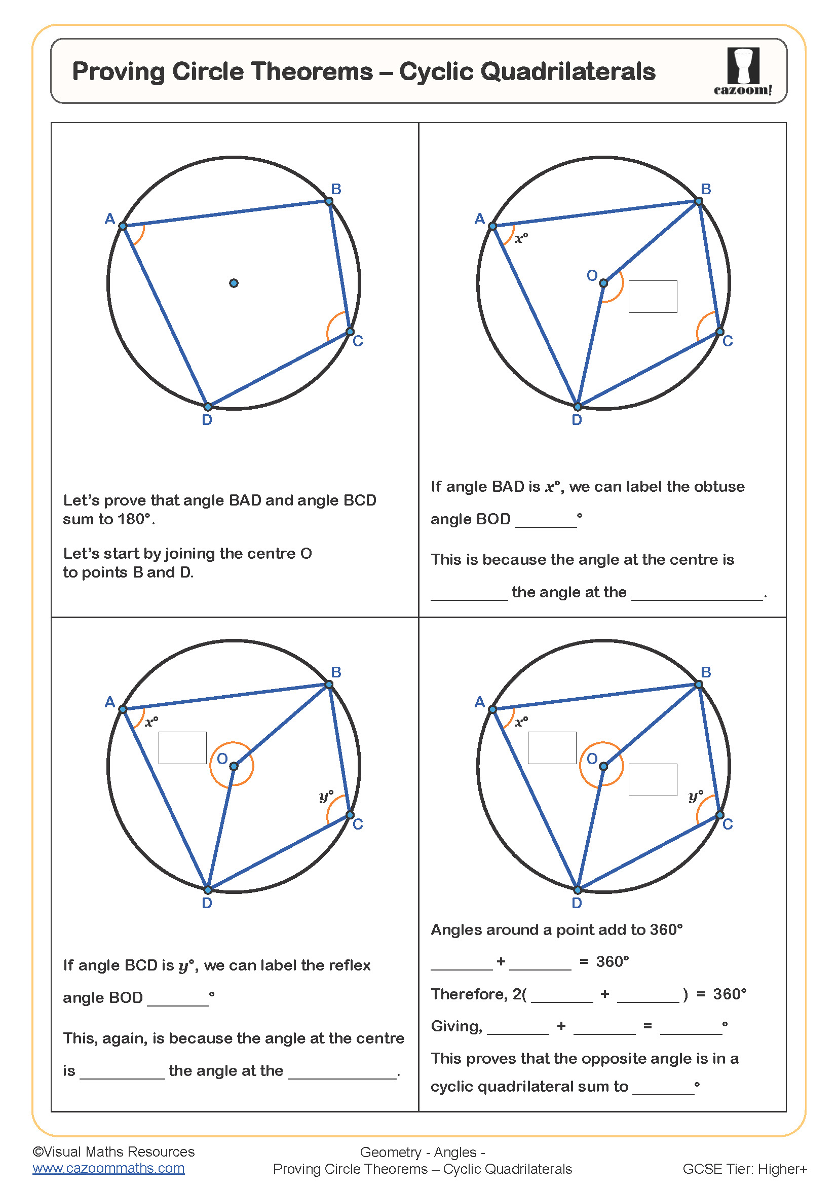 Preview of Proving Circle Theorems - Cyclic Quadrilaterals