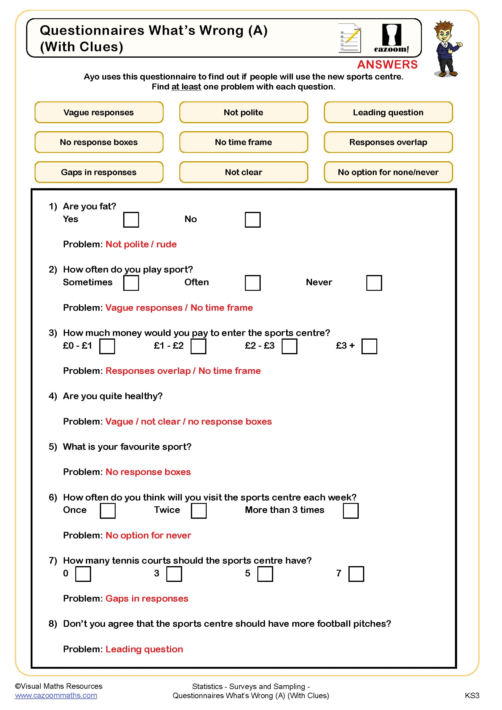 Preview of Questionnaires What's Wrong (A) (With Clues)