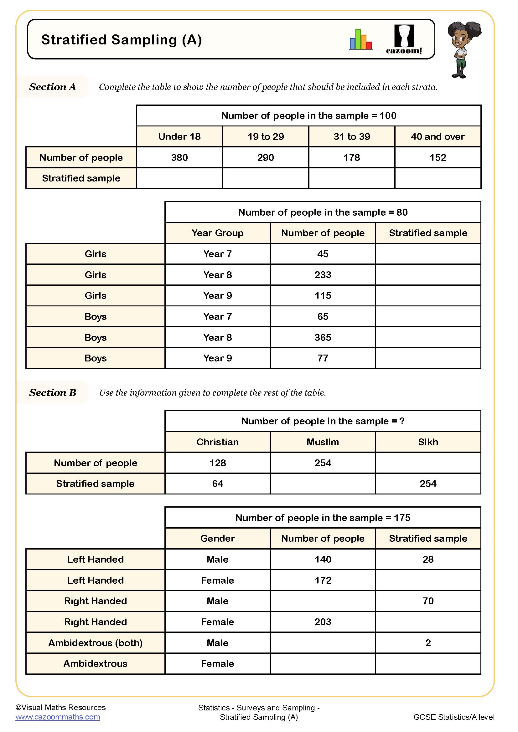 Preview of Stratified Sampling (A)