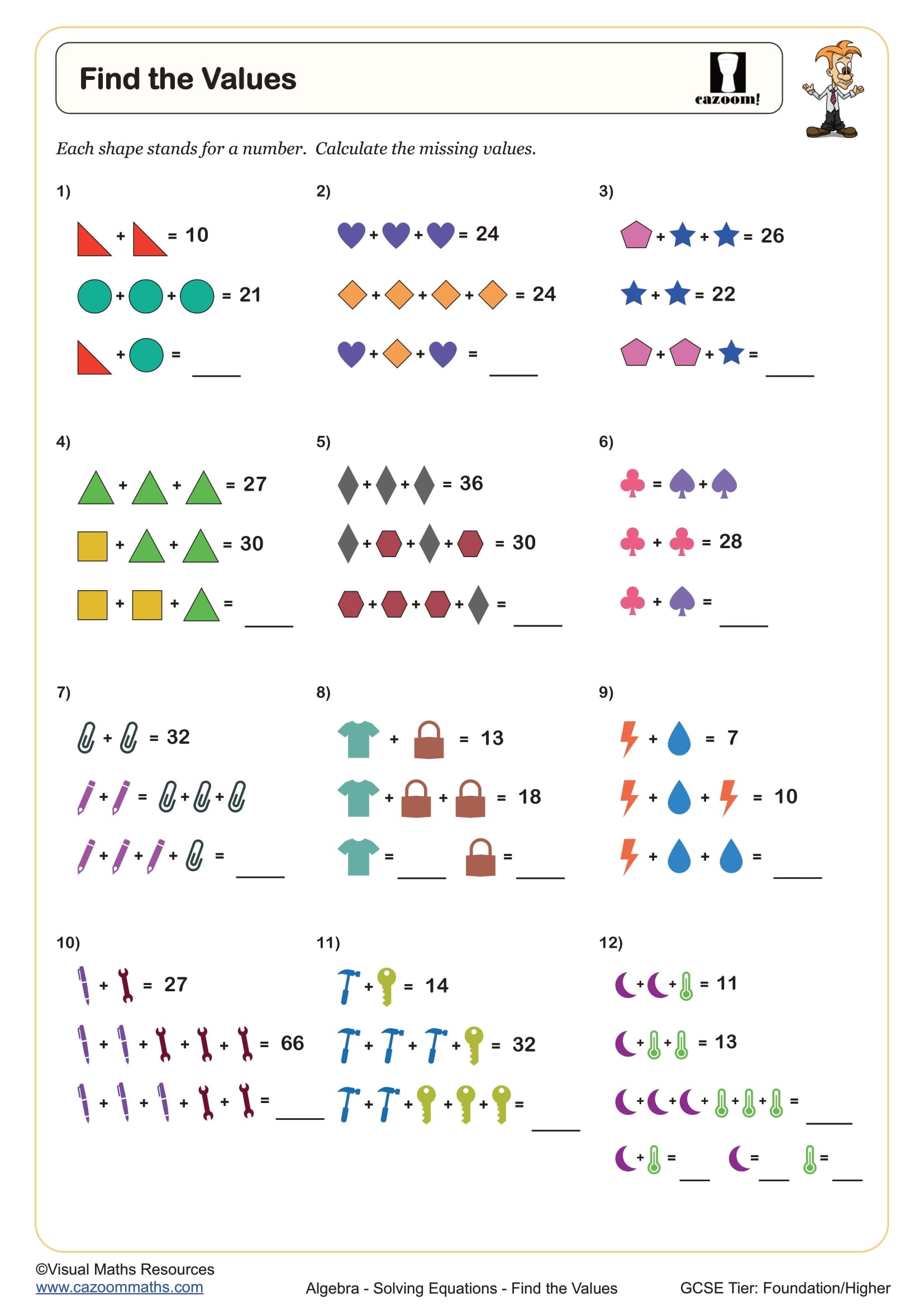 Preview of Find the Values