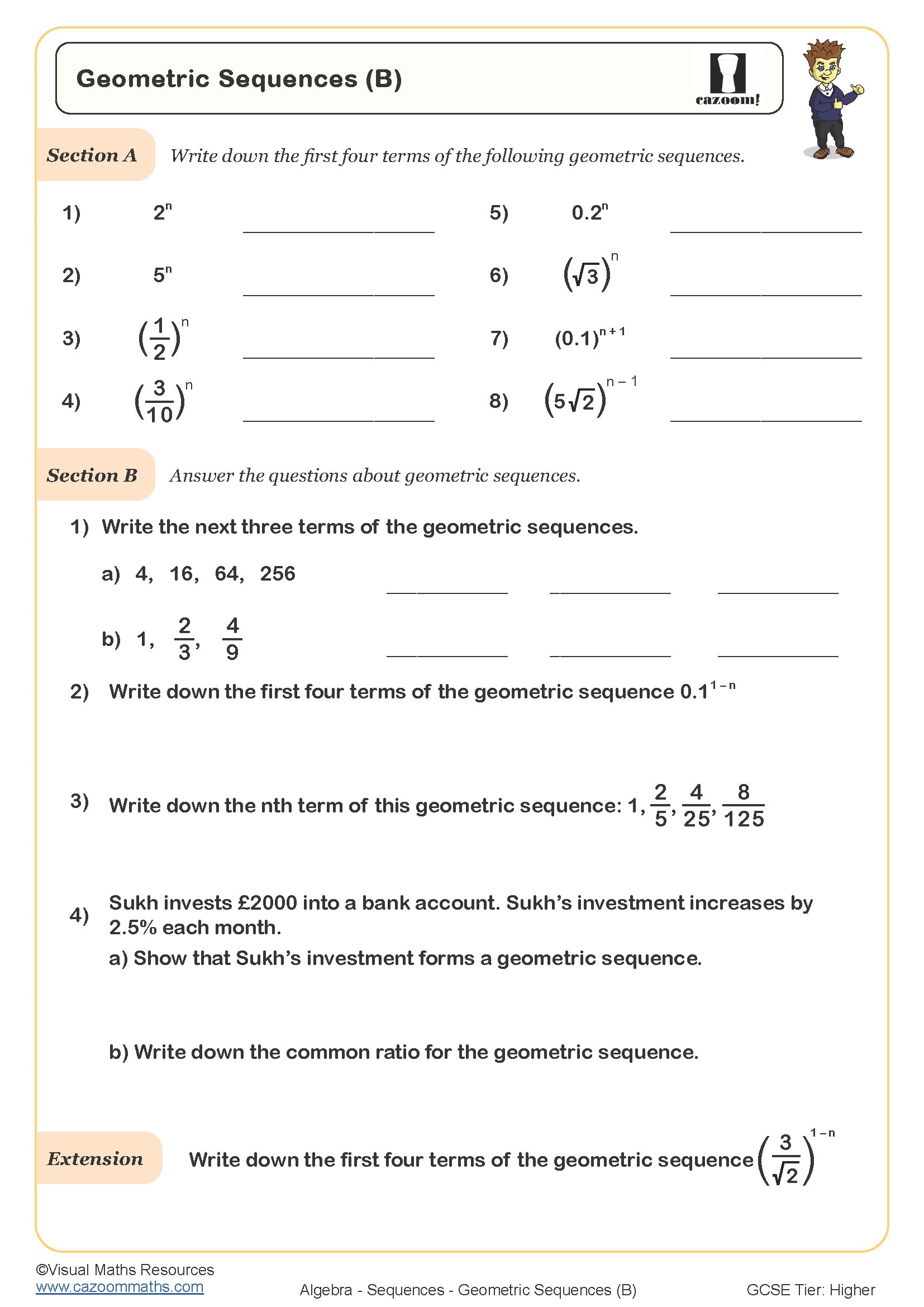 Preview of Geometric Sequences (B)