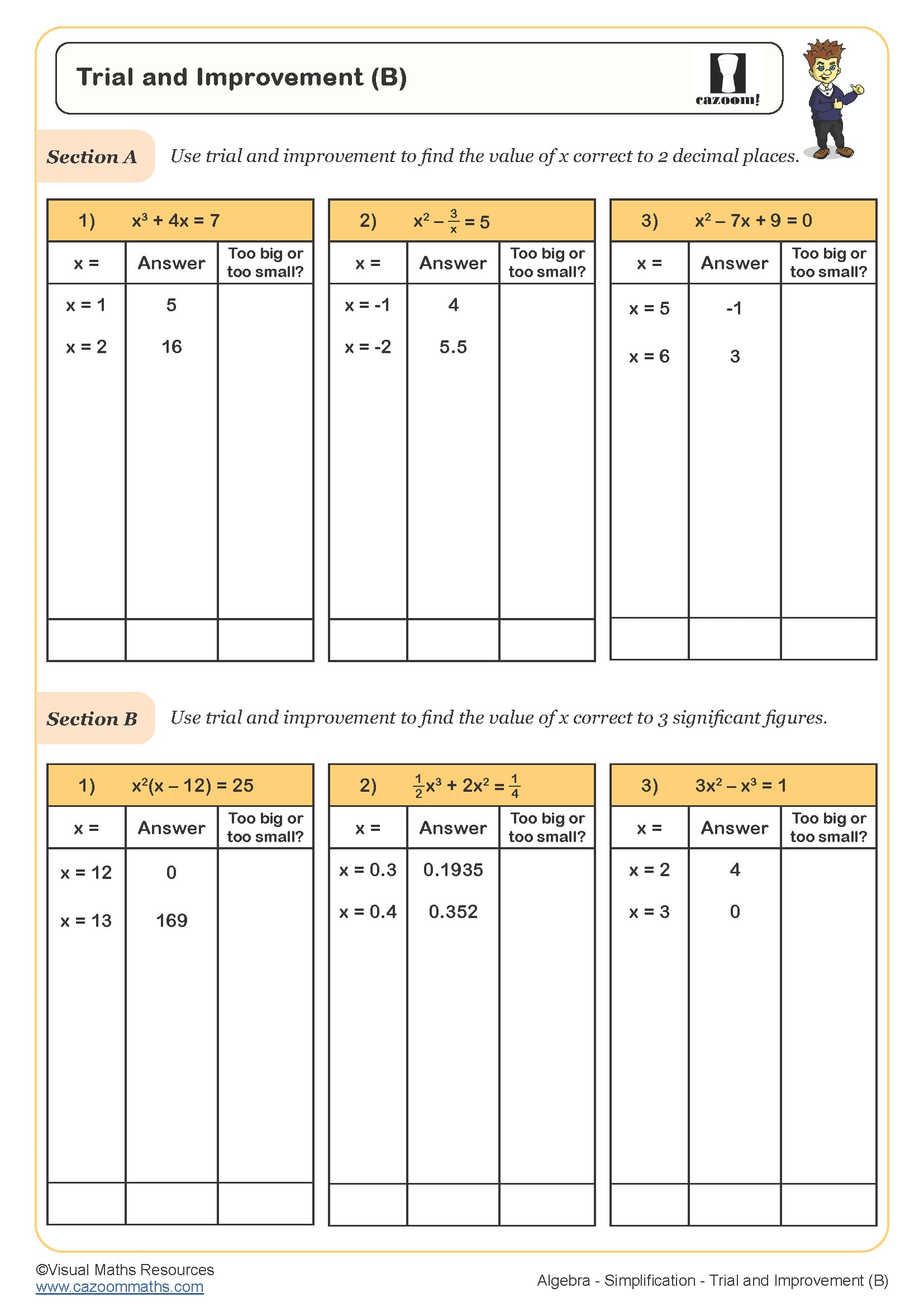Preview of Trial and Improvement (B)