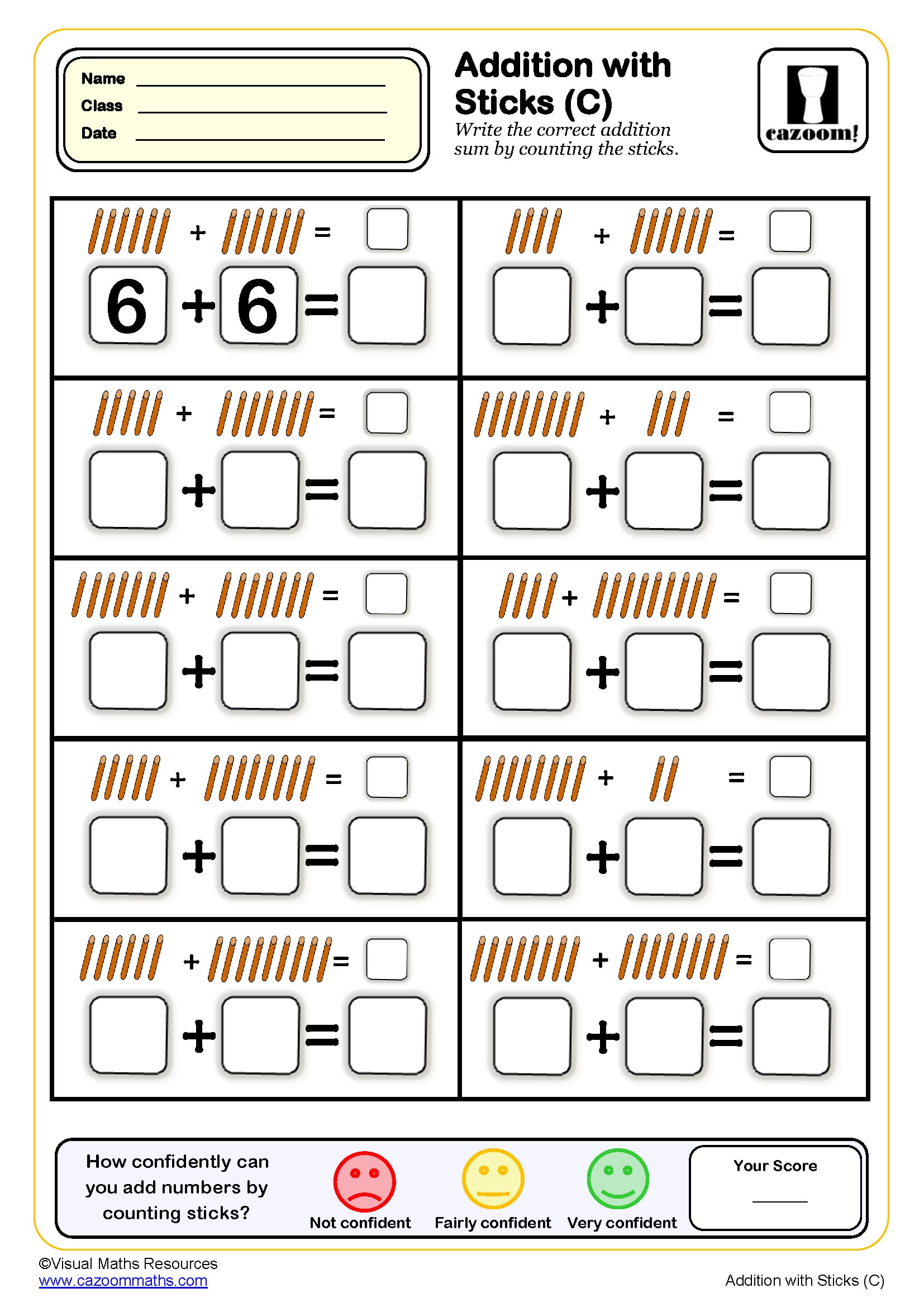 Preview of Addition with Sticks (C)