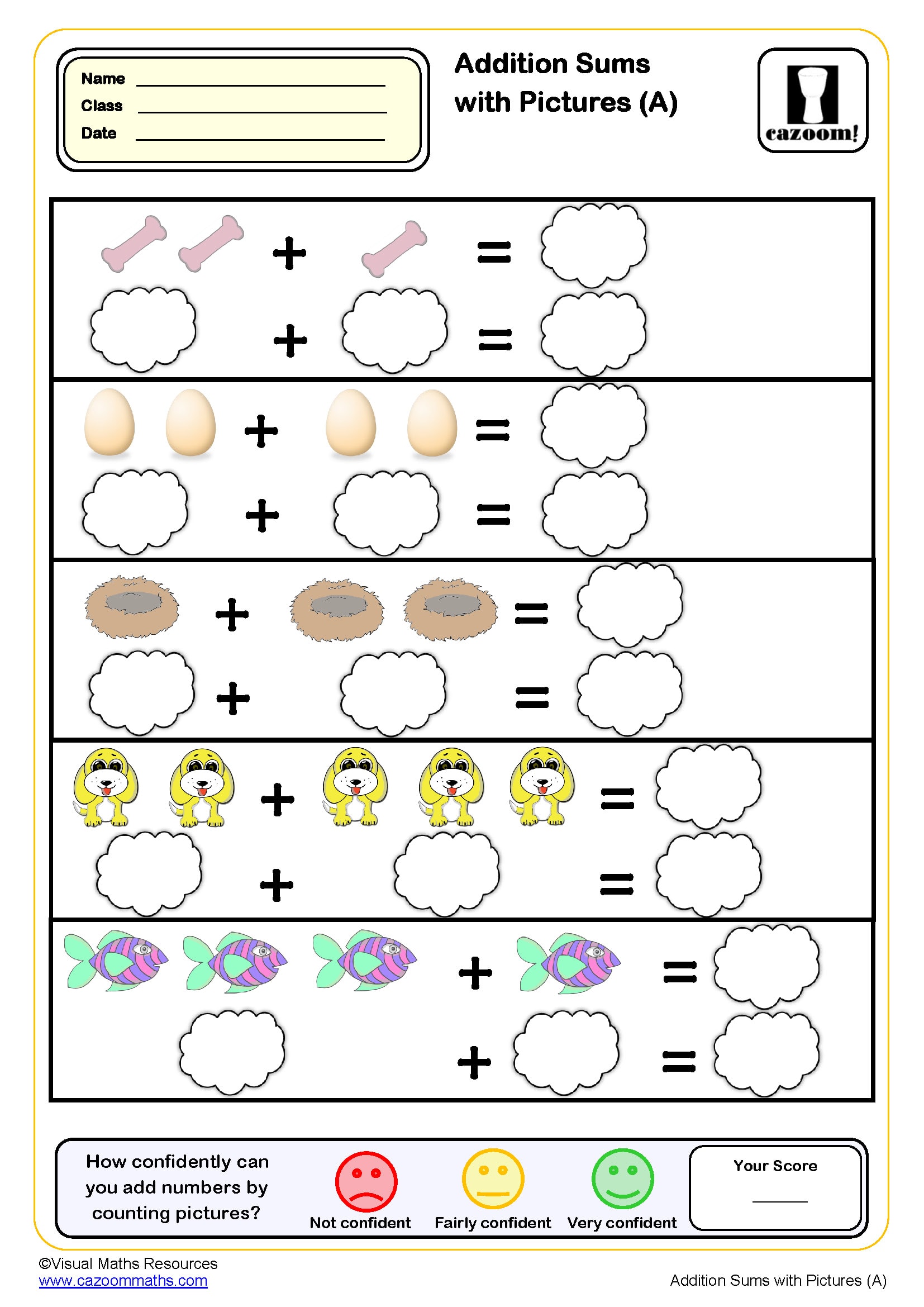 Preview of Addition Sums with Pictures (A)