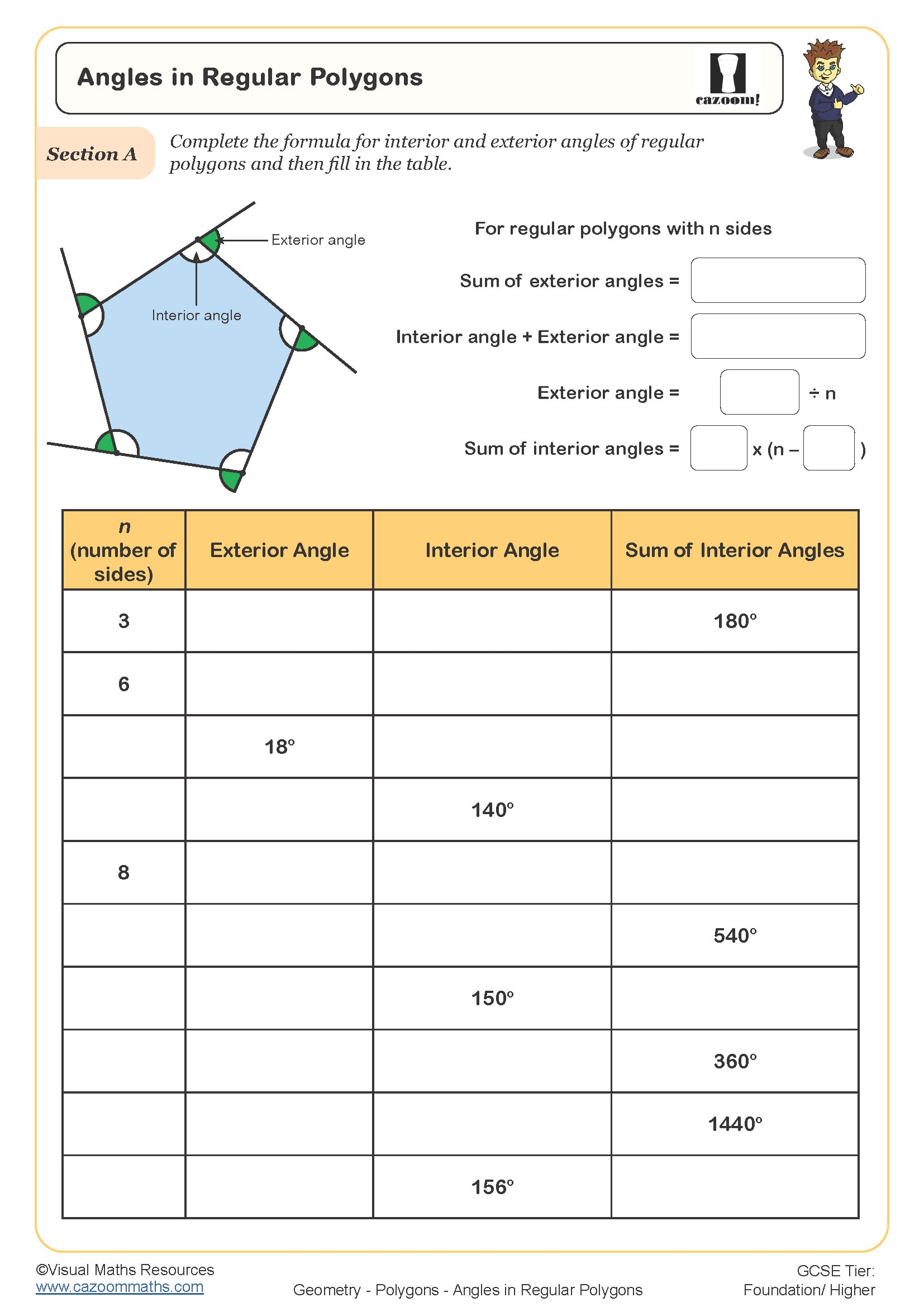 Preview of Angles in Regular Polygons