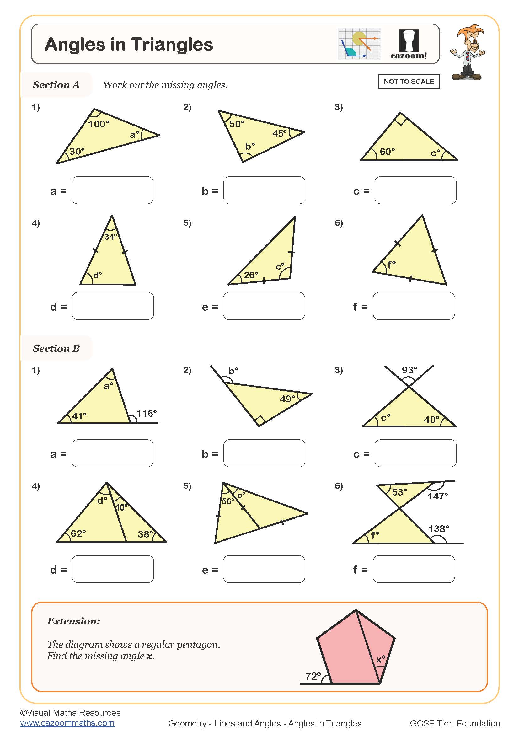 Angles In Triangles Worksheet