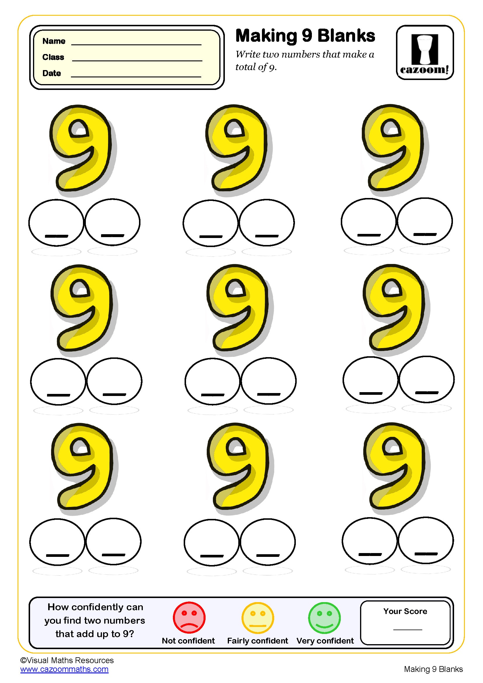 Preview of Making 9 (Blanks)