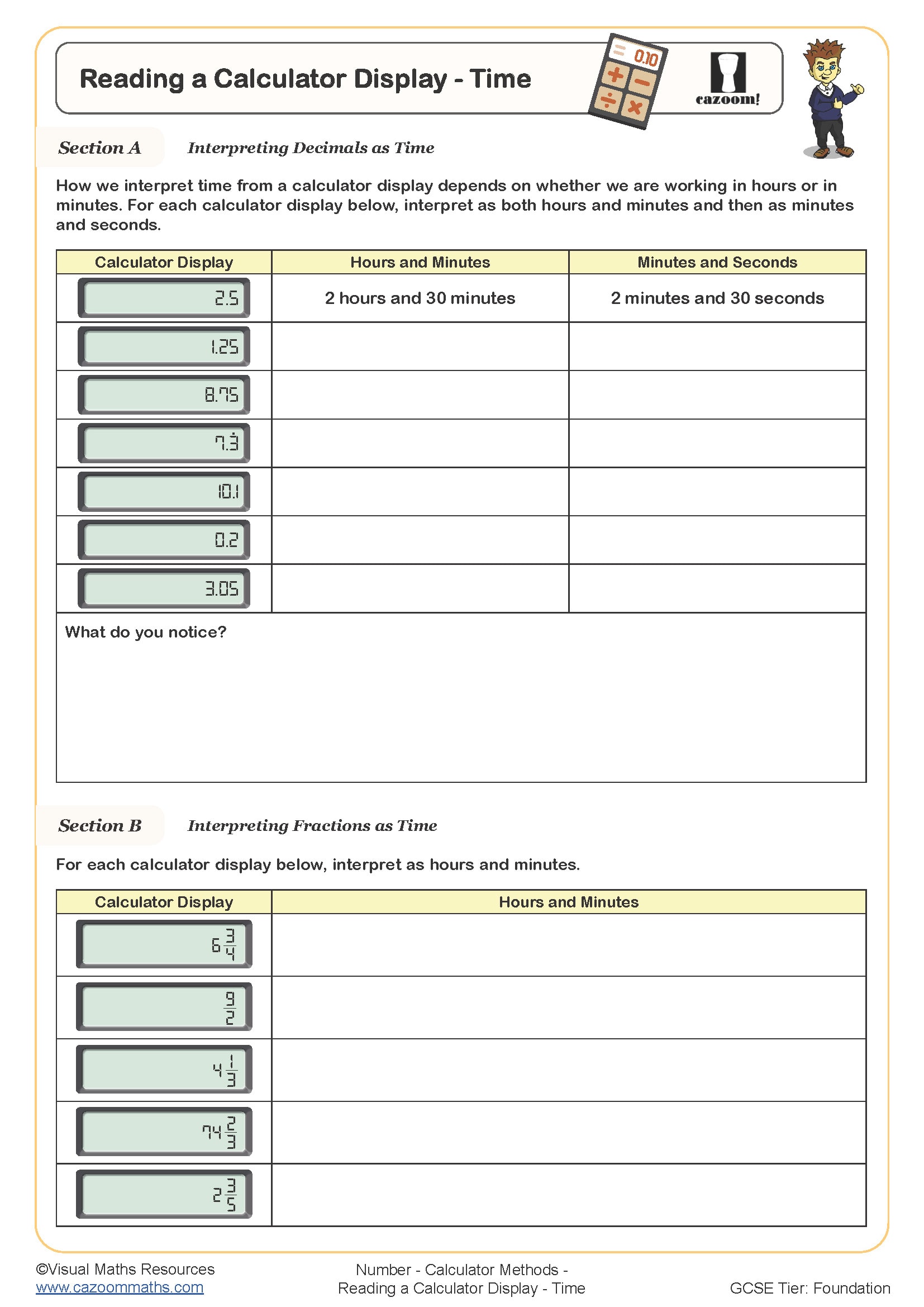 Preview of Calculator Display - Time