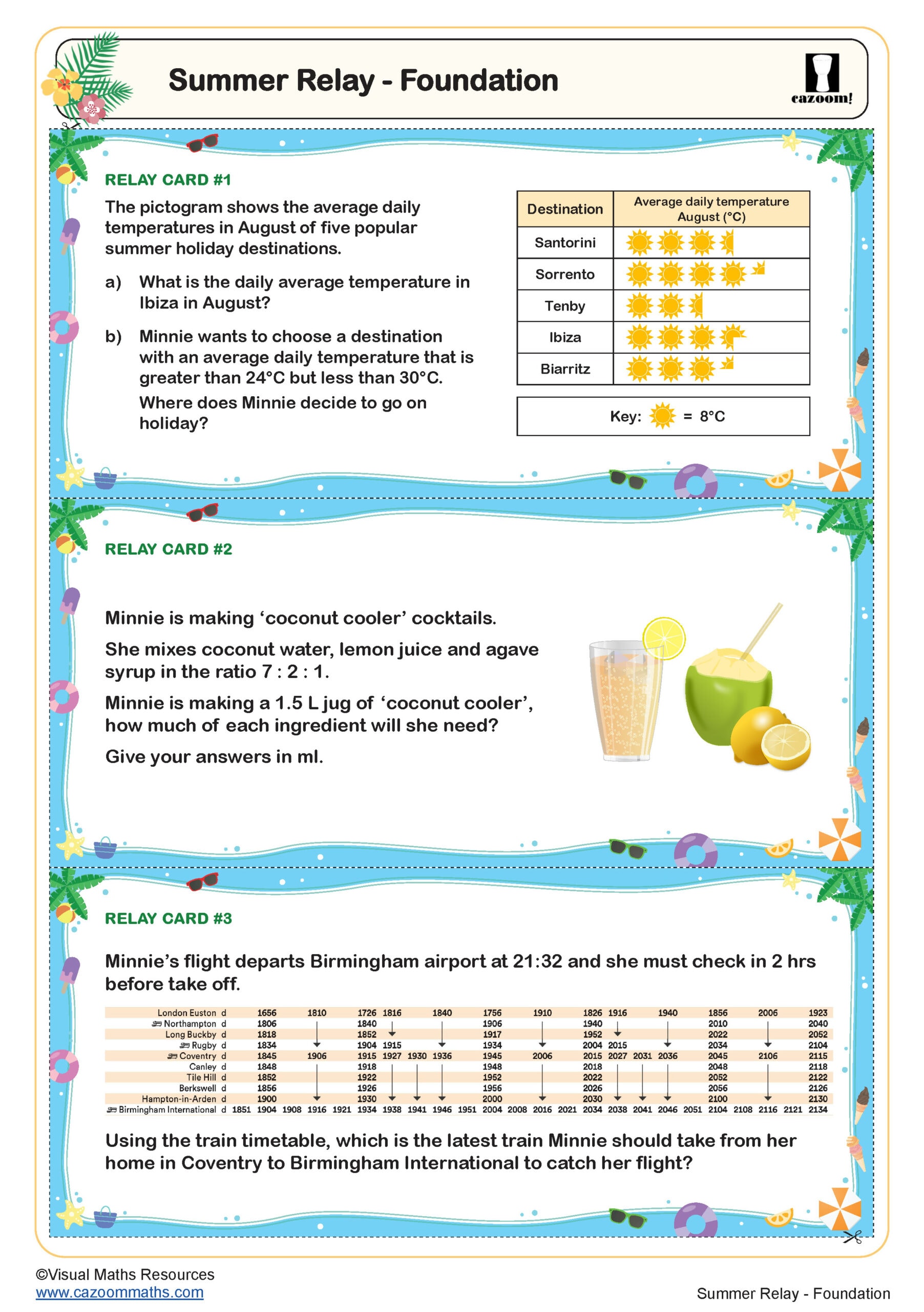 Preview of Summer Holidays Relay - Foundation