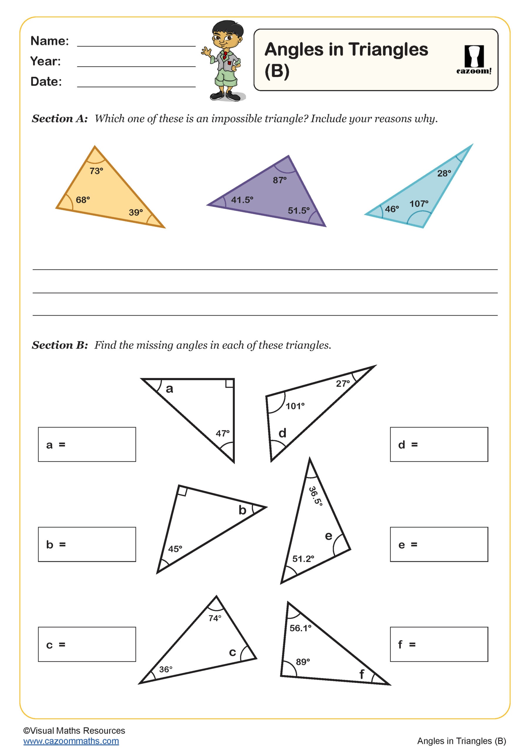 Preview of Angles in Triangles (B)