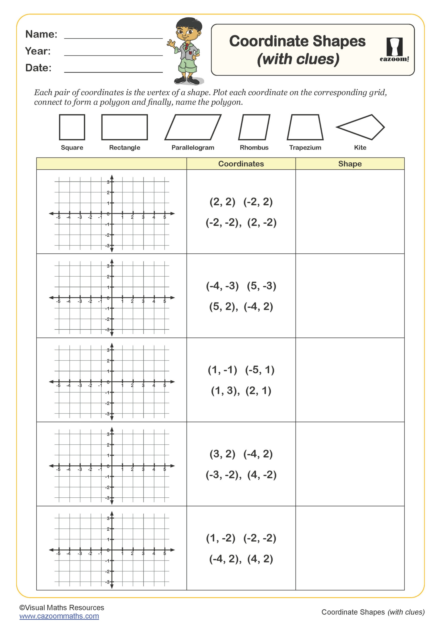 Preview of Coordinate Shapes (with clues)