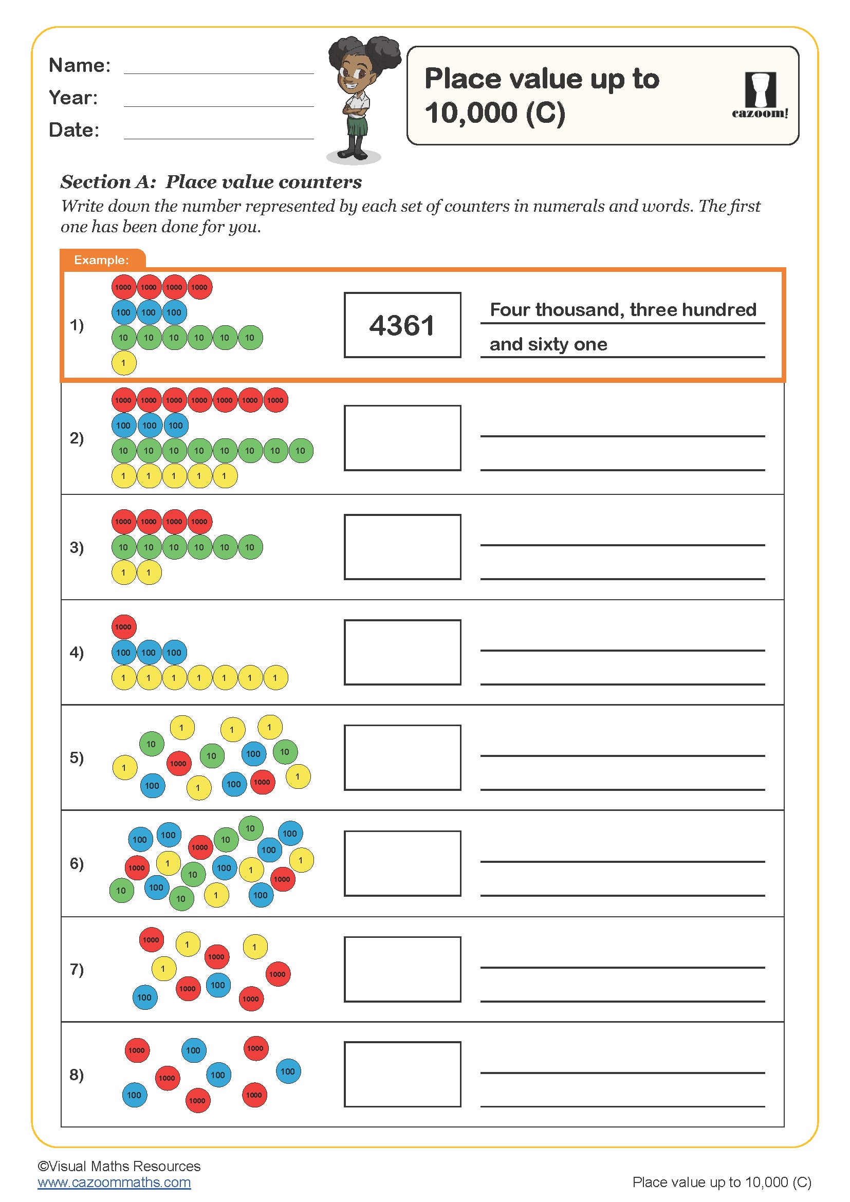 Preview of Place Value up to 10,000 (C)