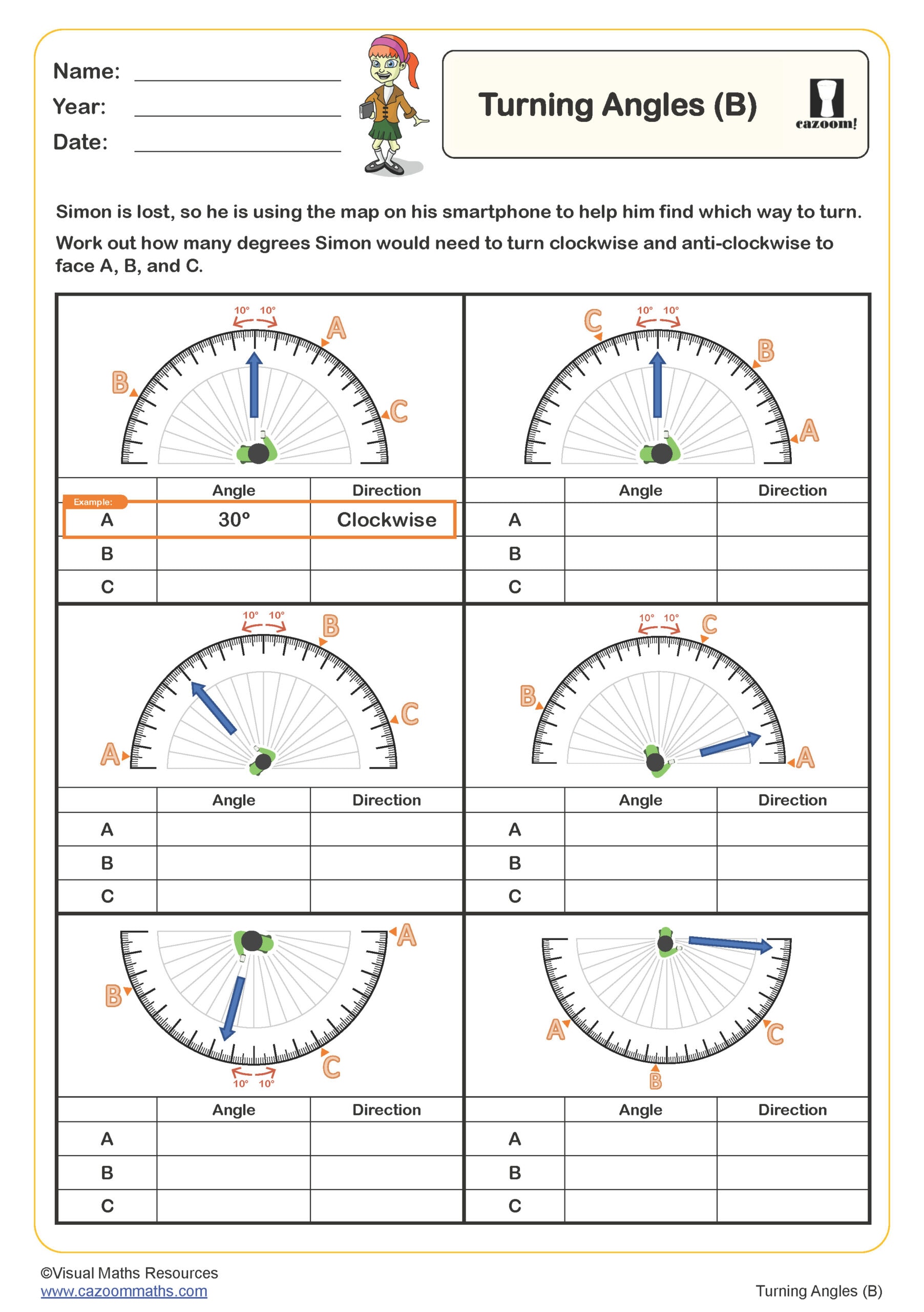 Preview of Turning Angles (B)