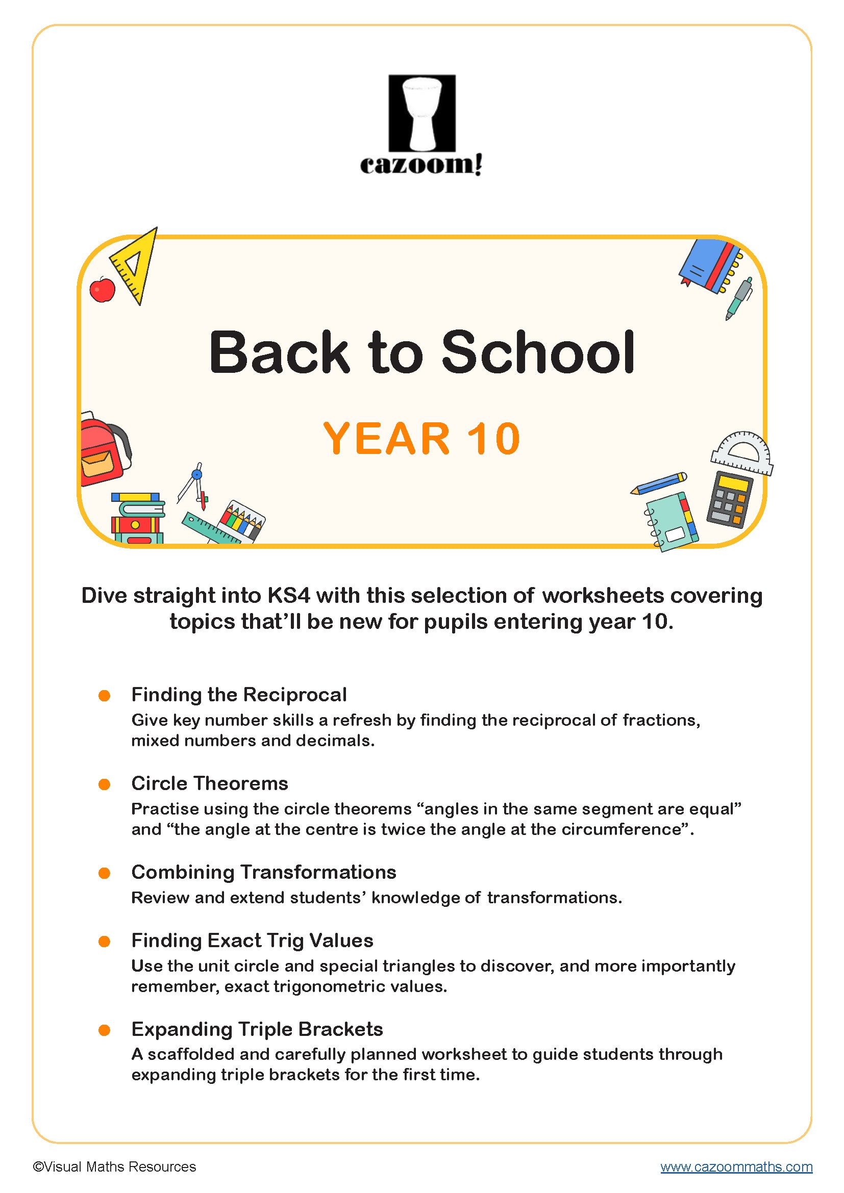 Preview of Back to School - Year 10