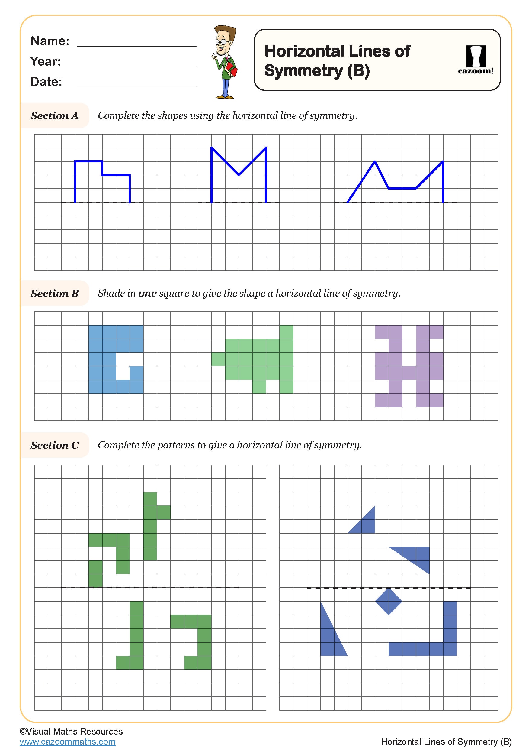 Preview of Horizontal Lines of Symmetry (B)