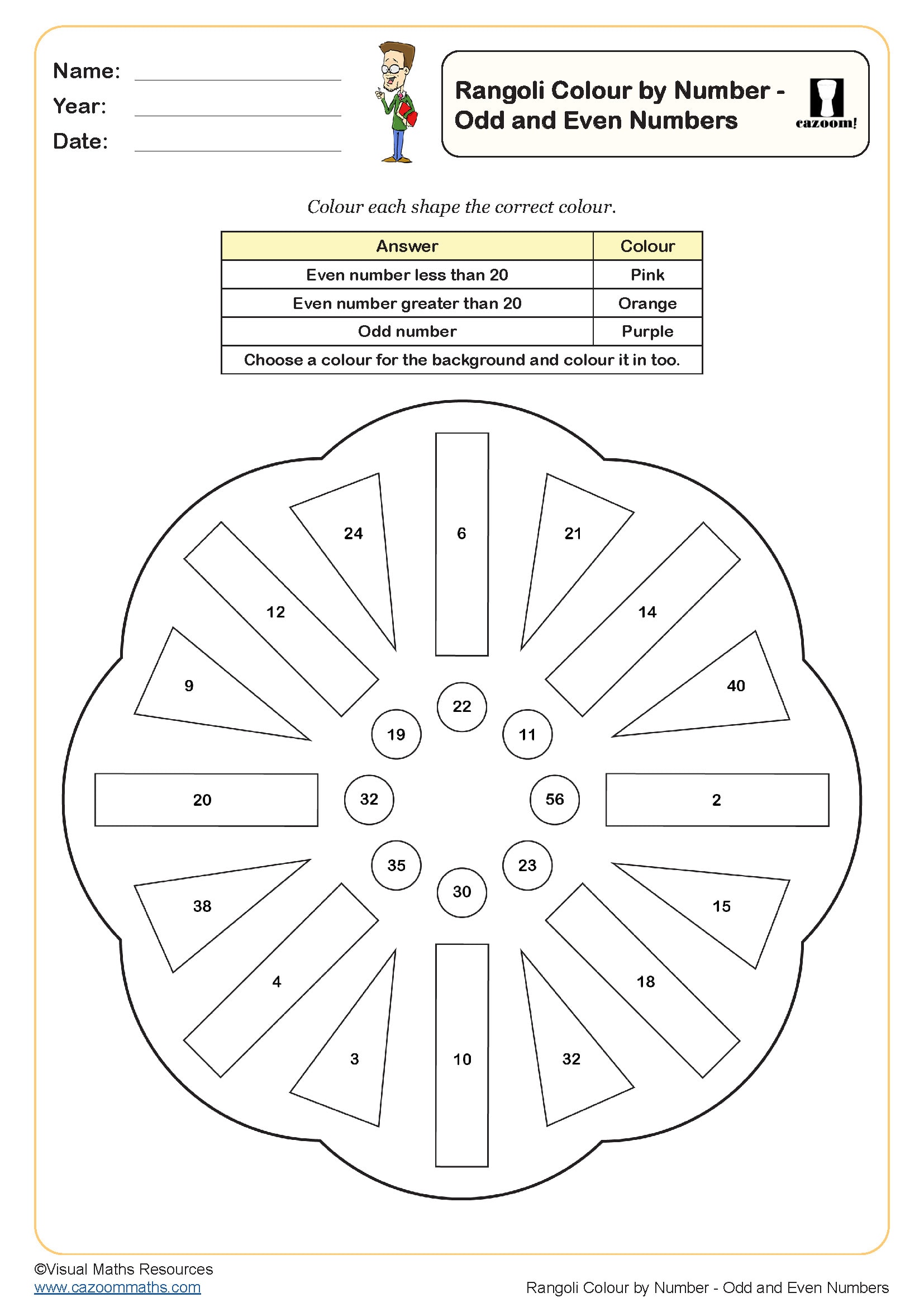 Preview of Rangoli Colour by Number - Odd and Even Numbers