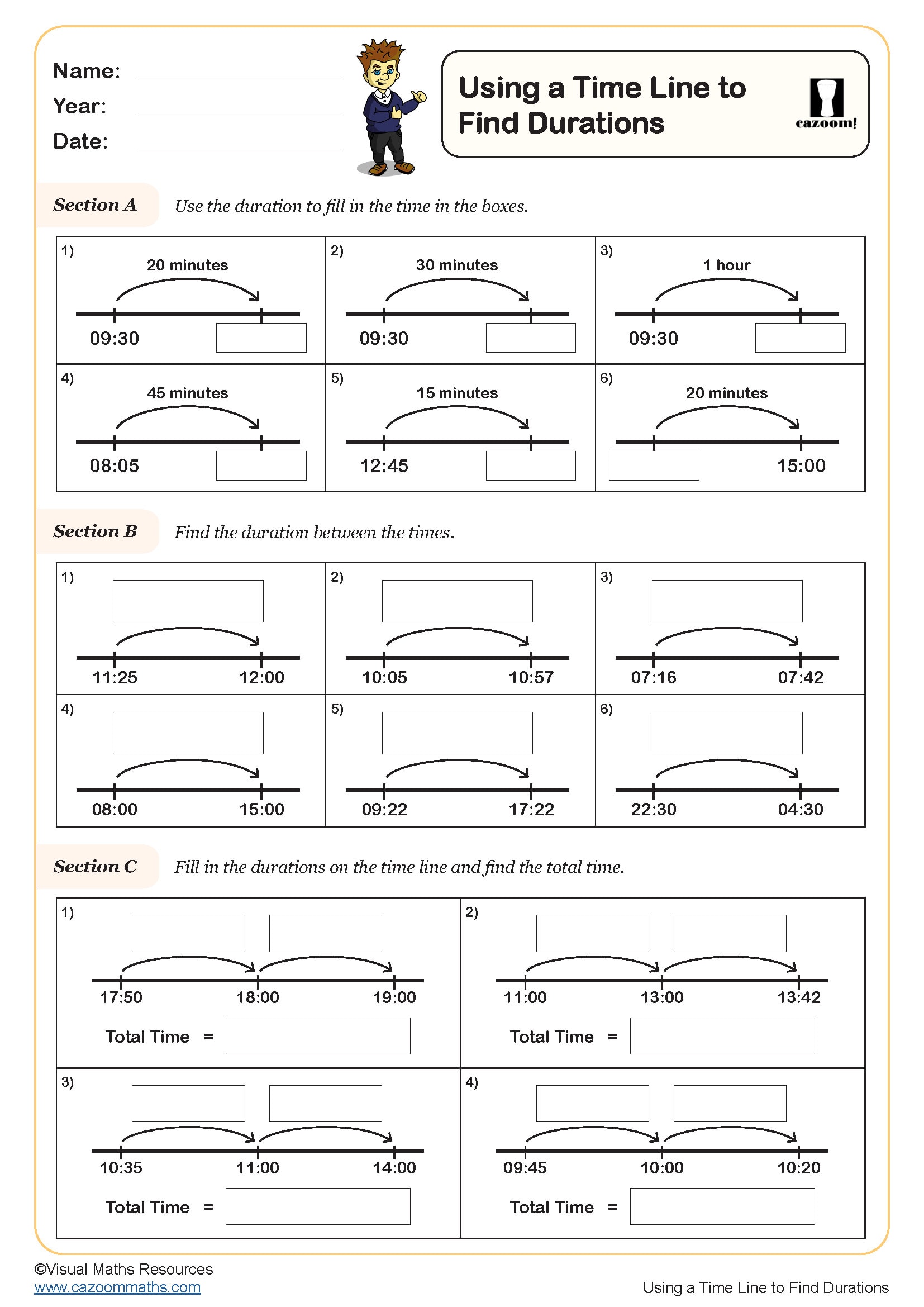 Preview of Using a Time Line to Find Durations