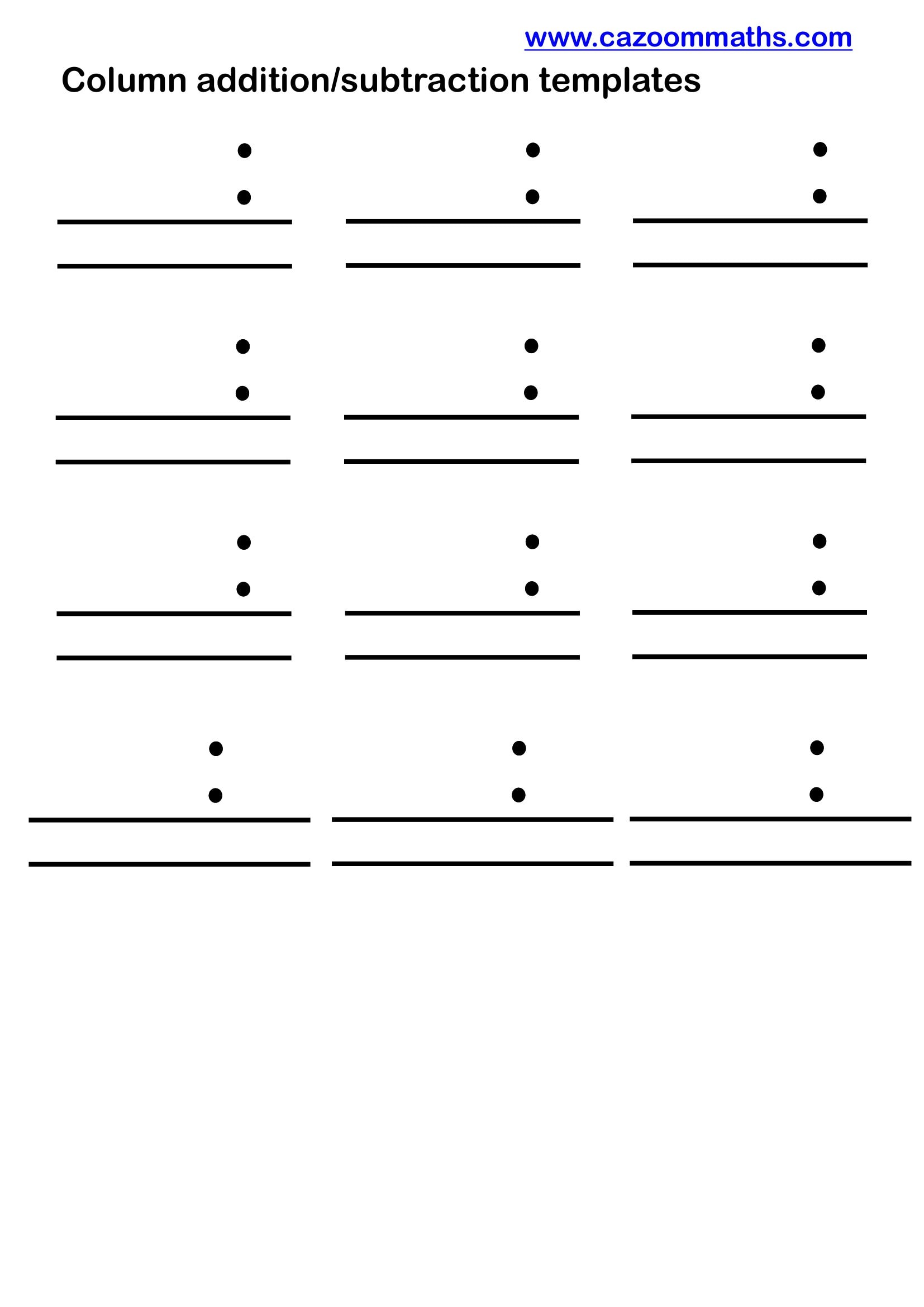 Preview of Adding and Subtracting Decimals Column Templates