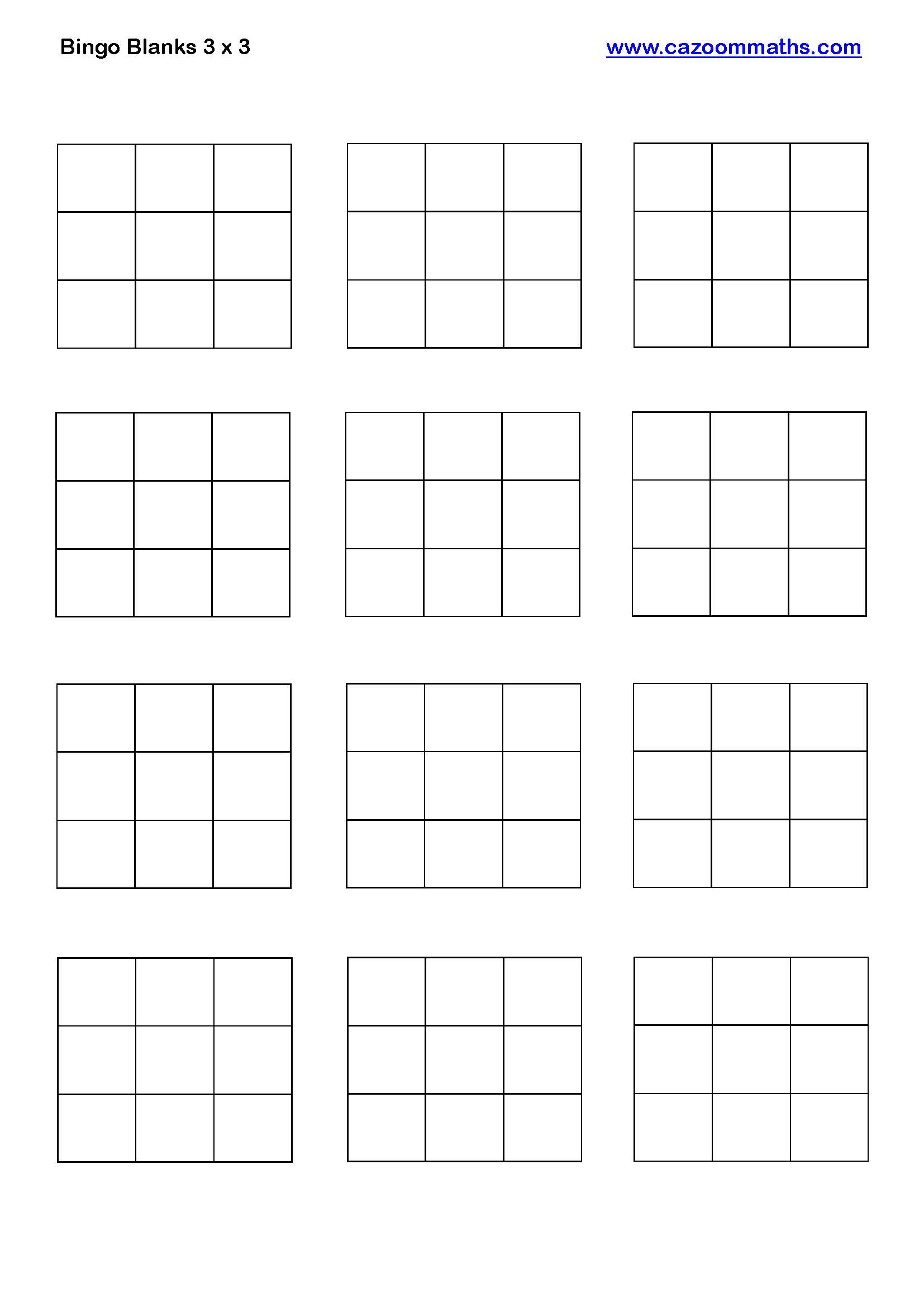 Preview of Bingo Blanks 3 x 3